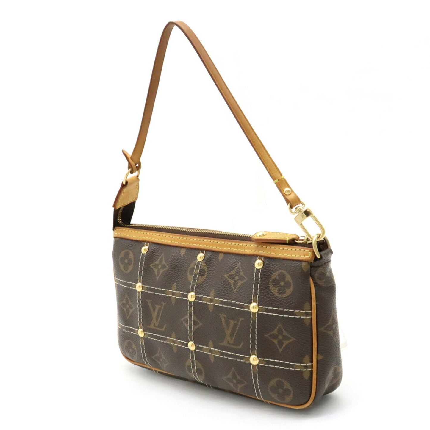LOUIS VUITTON Monogram Rivet Pochette Accessoire Stitch Clutch