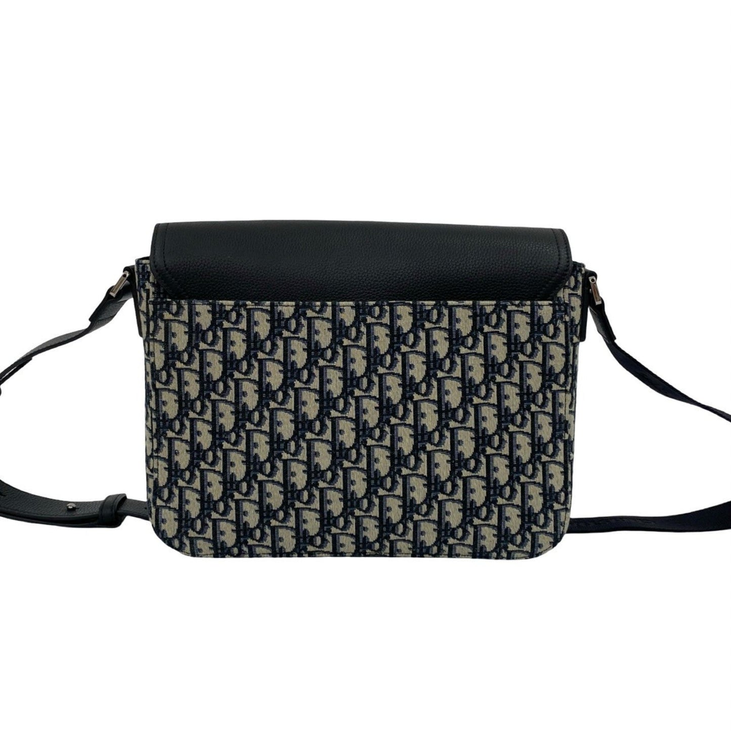 Christian Dior Black Canvas Leather Messenger Bag Shoulder Bag  