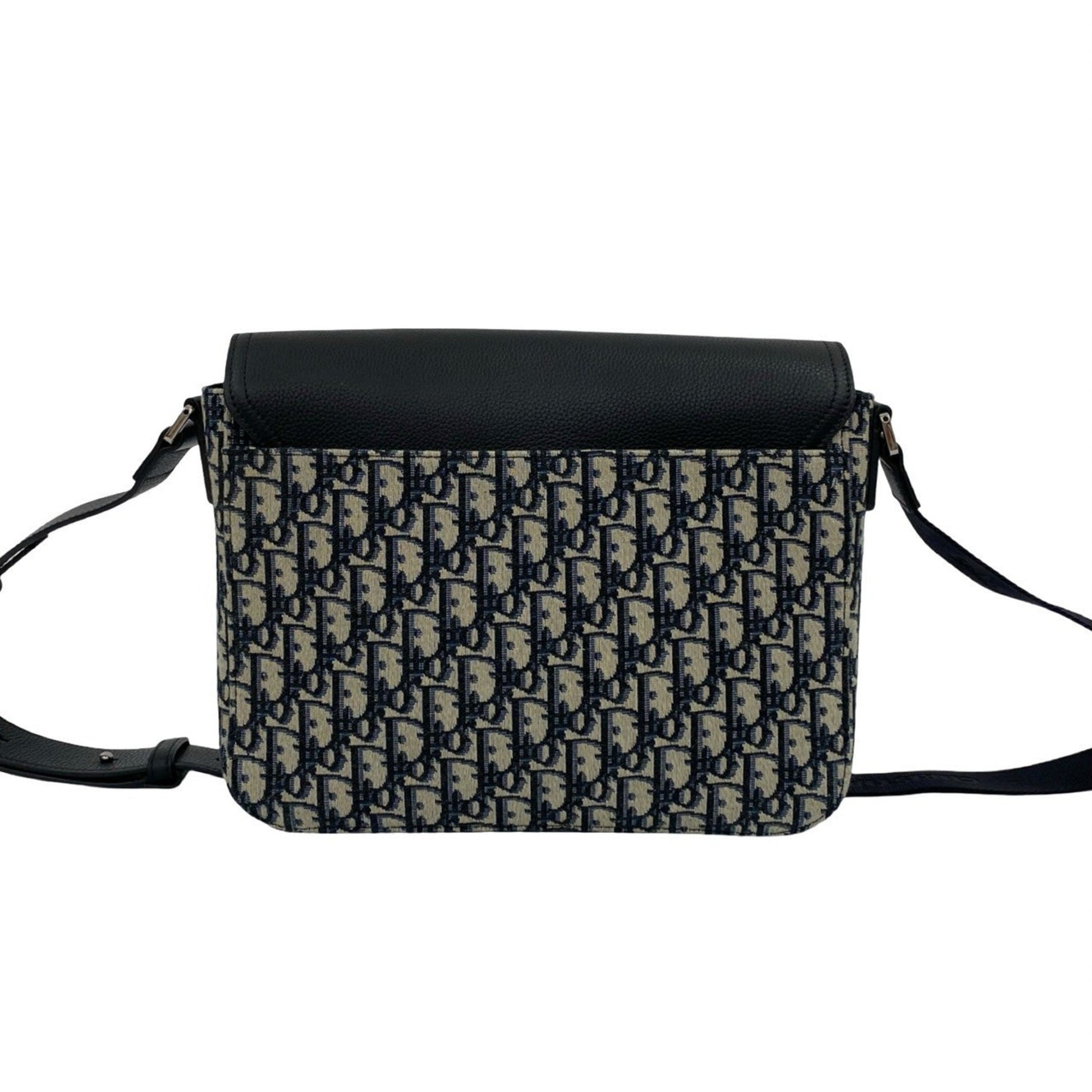 Christian Dior Black Canvas Leather Messenger Bag Shoulder Bag  