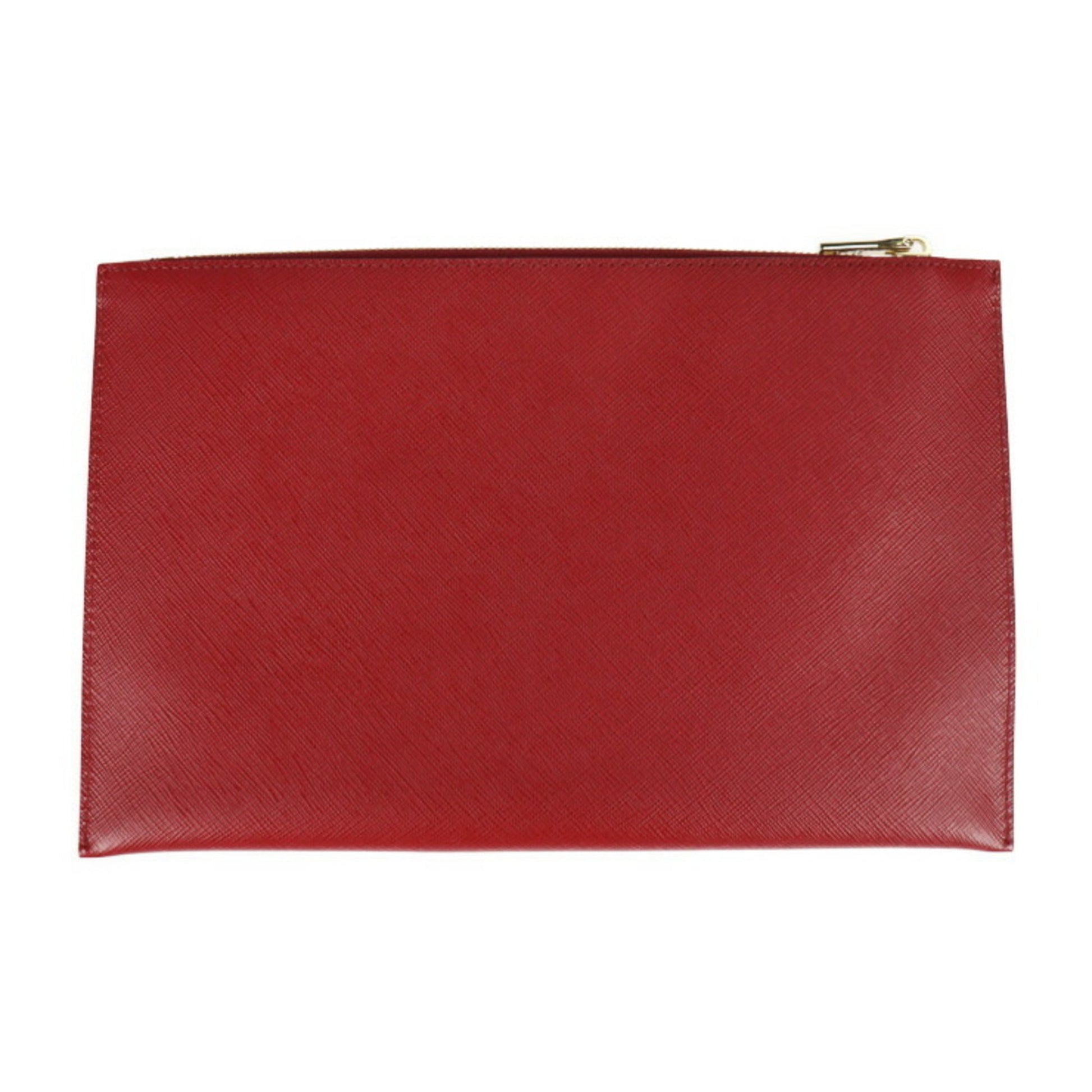 Prada CONTENITORE PIATTO clutch Bag saffiano leather FUOCO second triangle logo plate