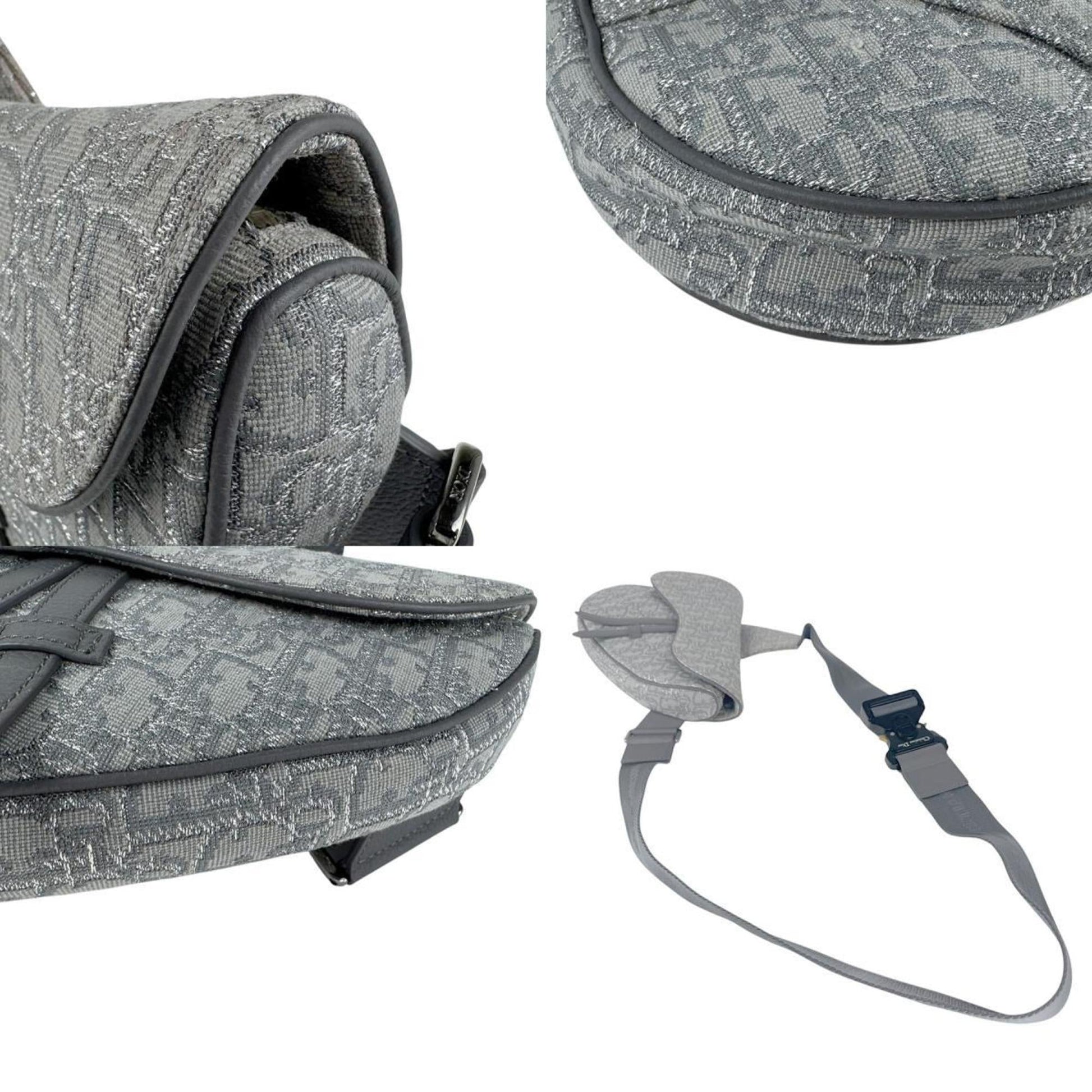 Christian Dior Gray Canvas Saddle Bag Shoulder Bag  