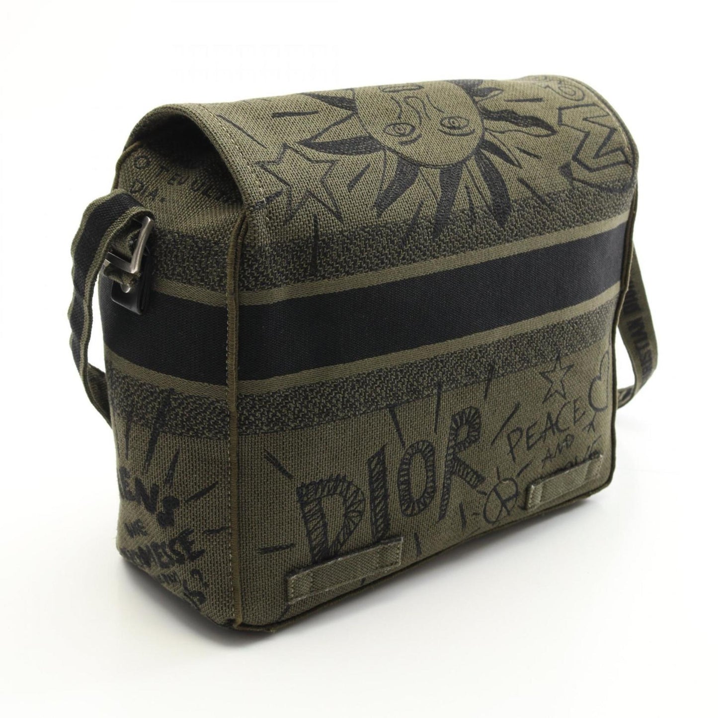 Christian Dior Khaki Canvas Shoulder Bag  