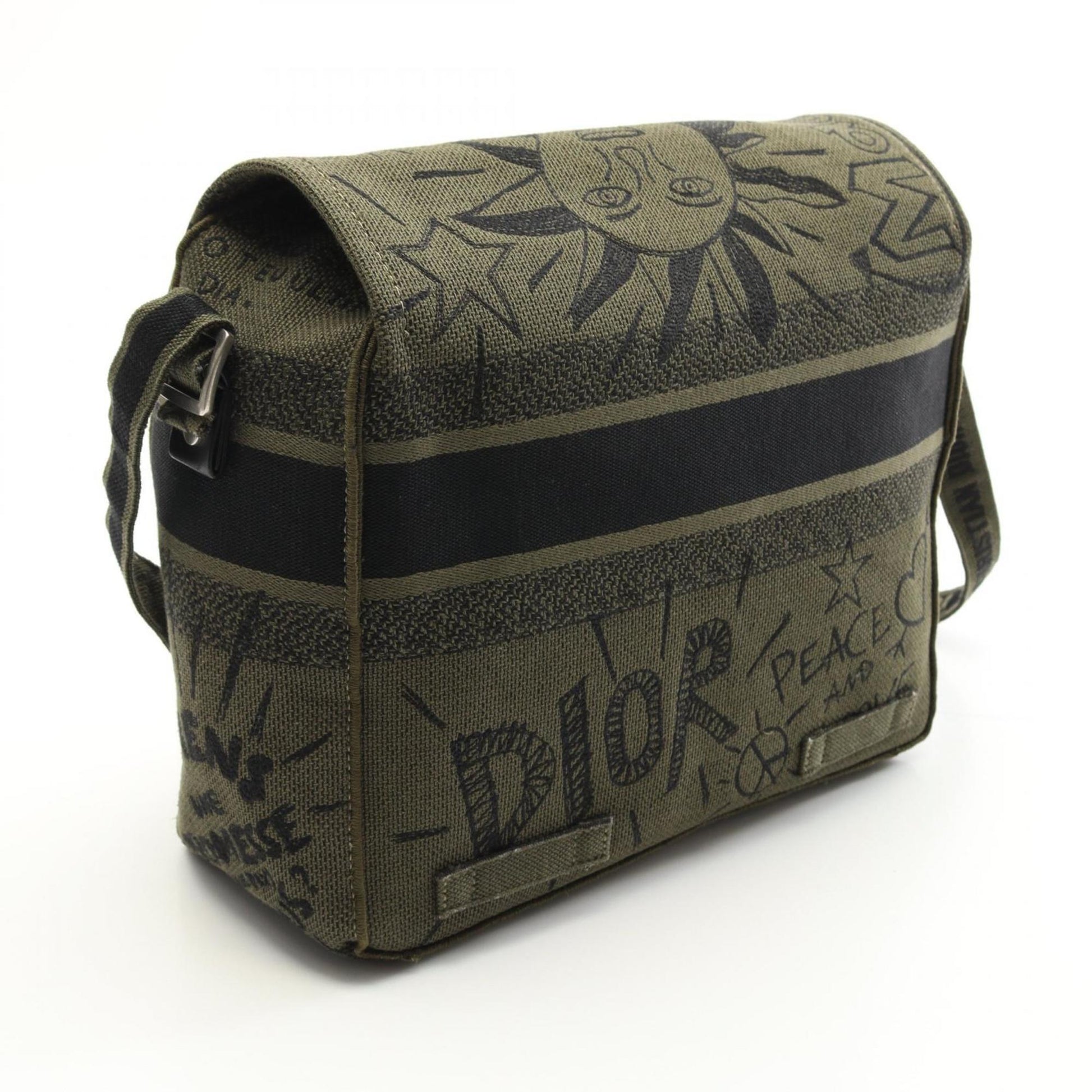 Christian Dior Khaki Canvas Shoulder Bag  