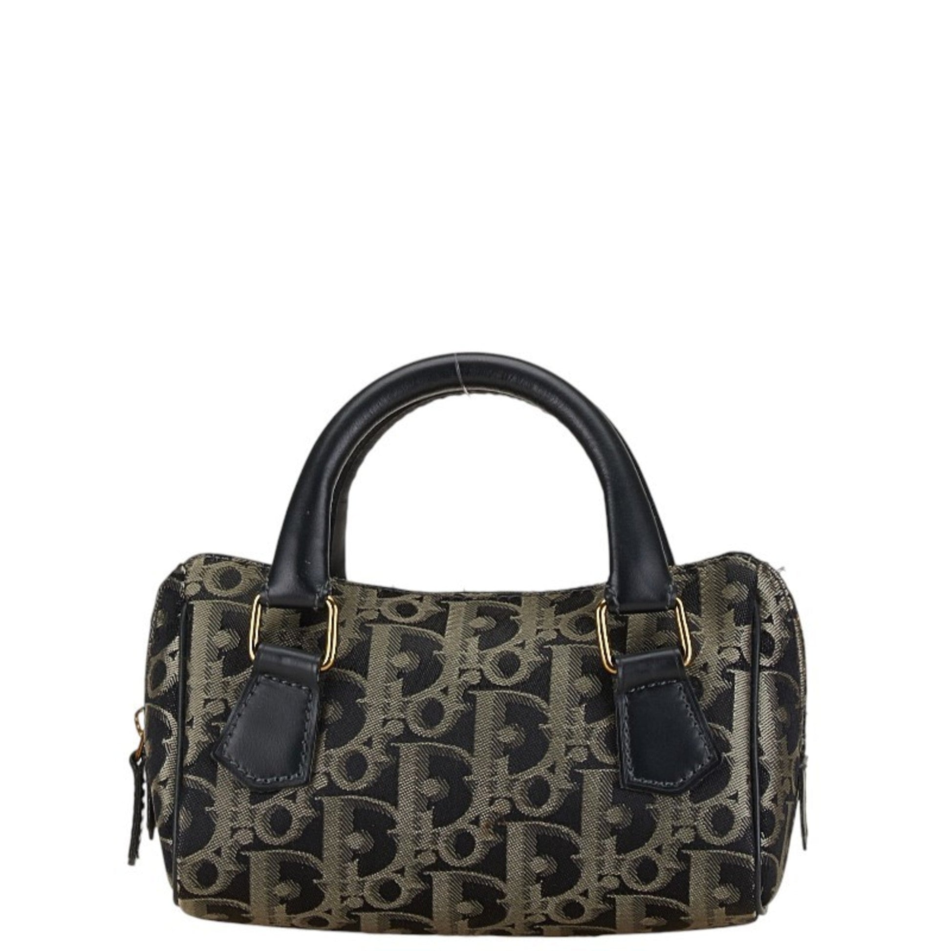 Christian Dior Navy Canvas Leather Handbag  