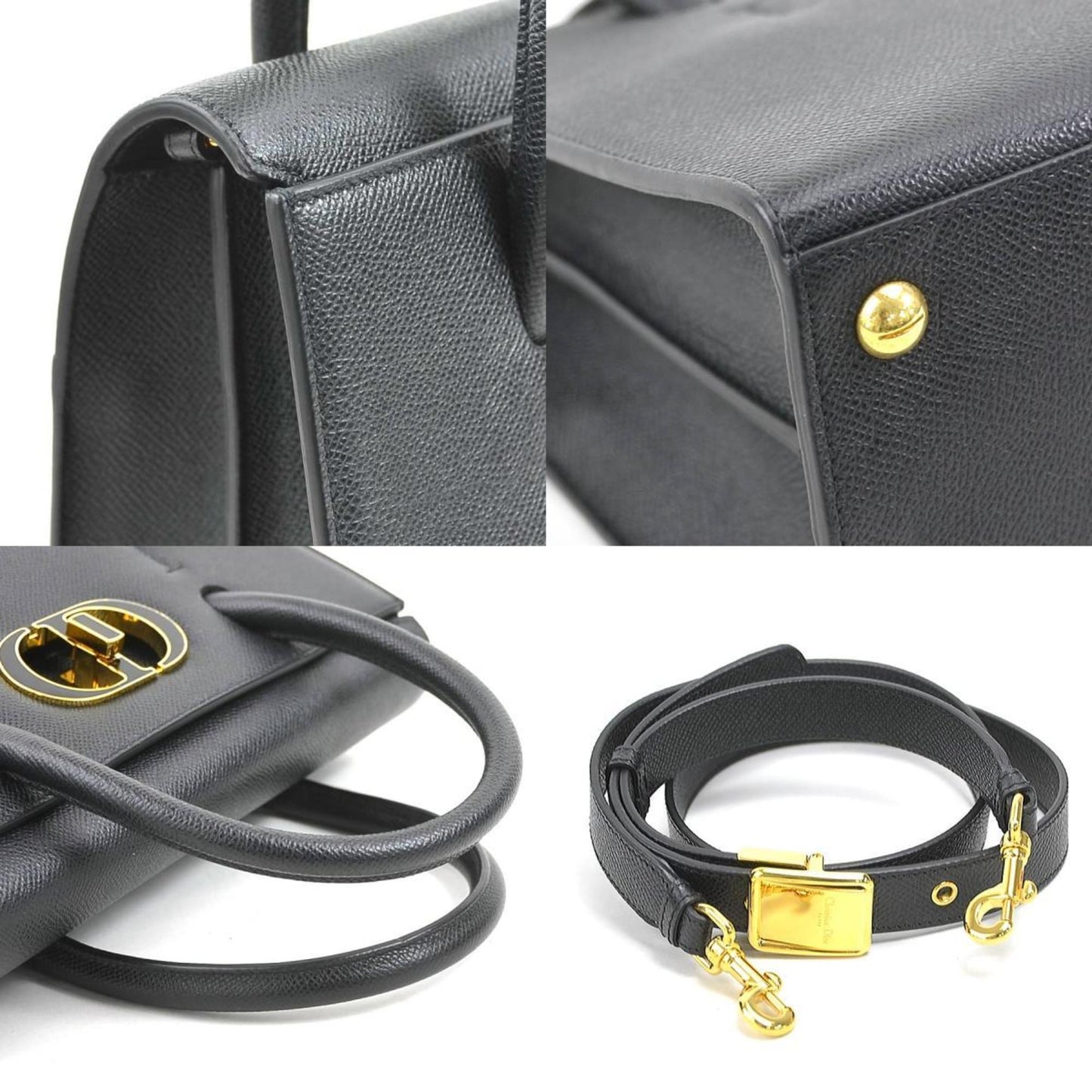 Christian Dior Black Leather Handbag Shoulder Bag  