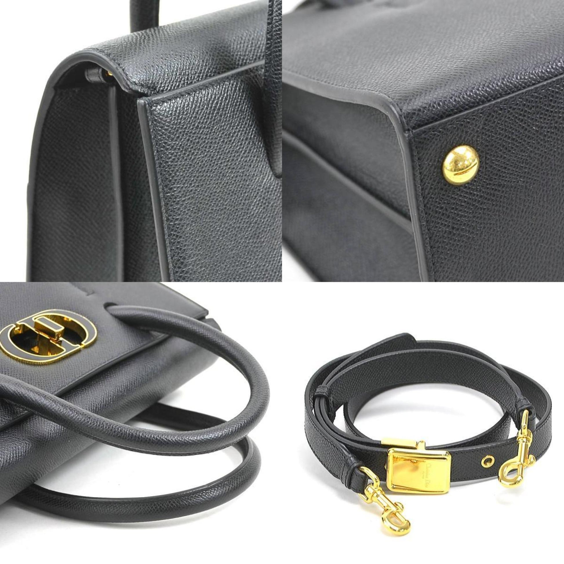 Christian Dior Black Leather Handbag Shoulder Bag  