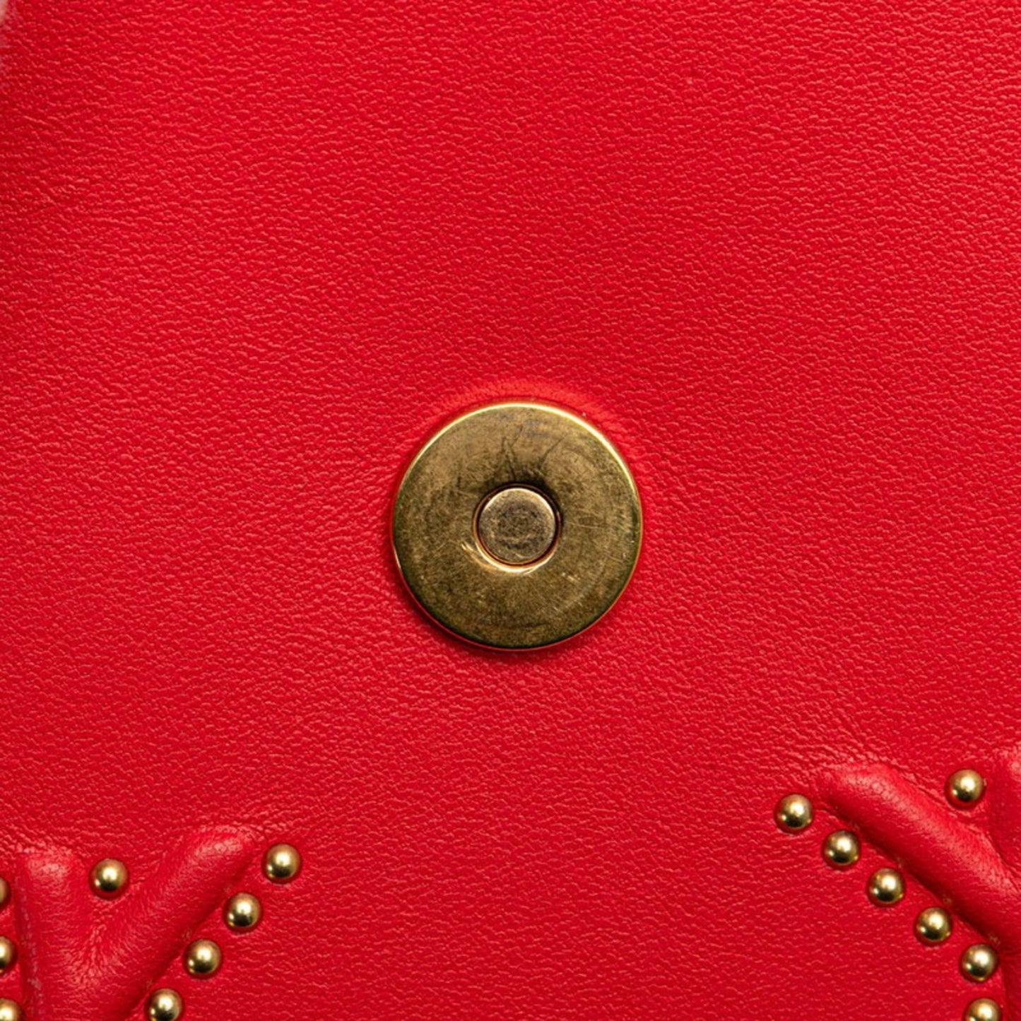 Christian Dior Gold Red Color Leather Shoulder Bag  