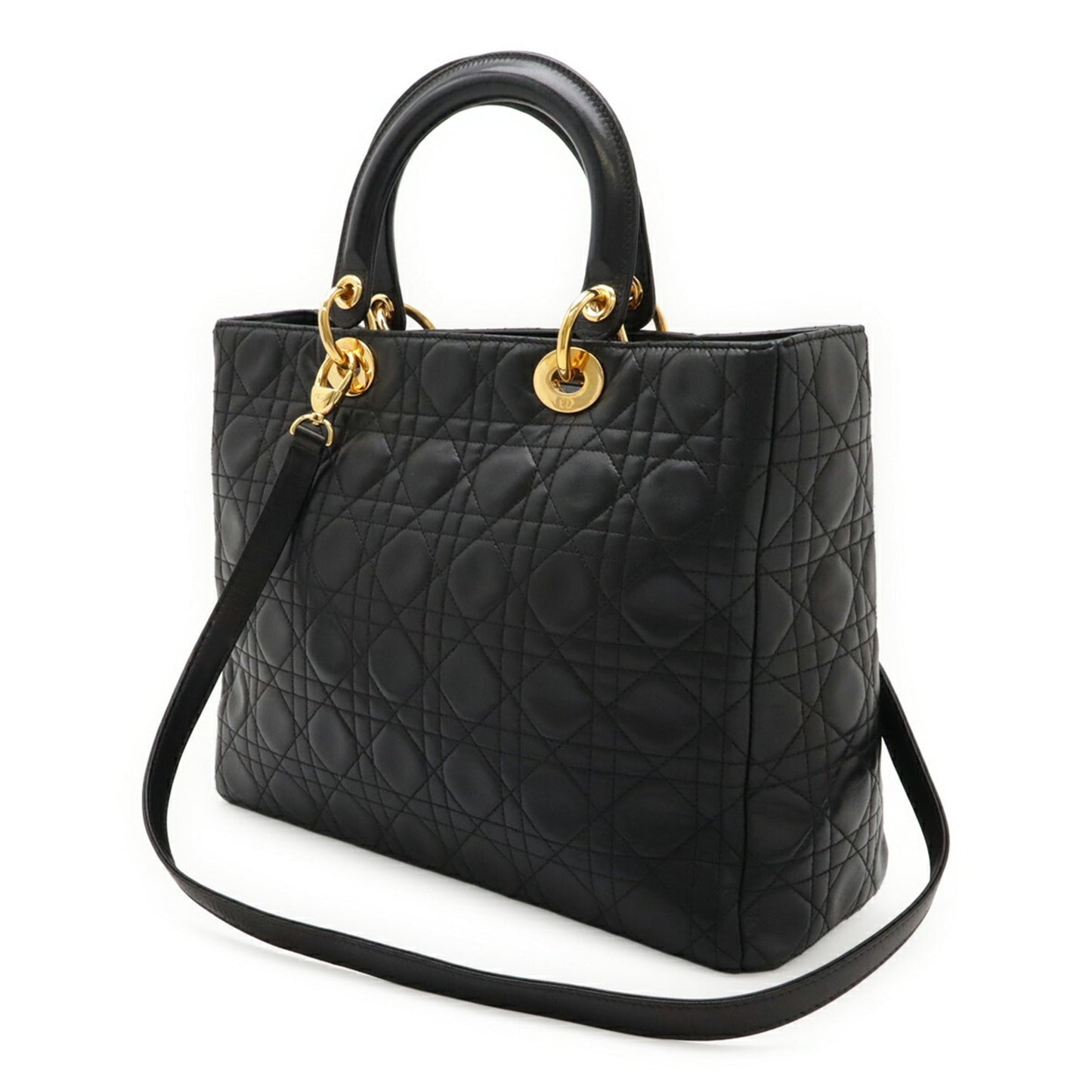 Christian Dior Black Leather Handbag Tote Bag  