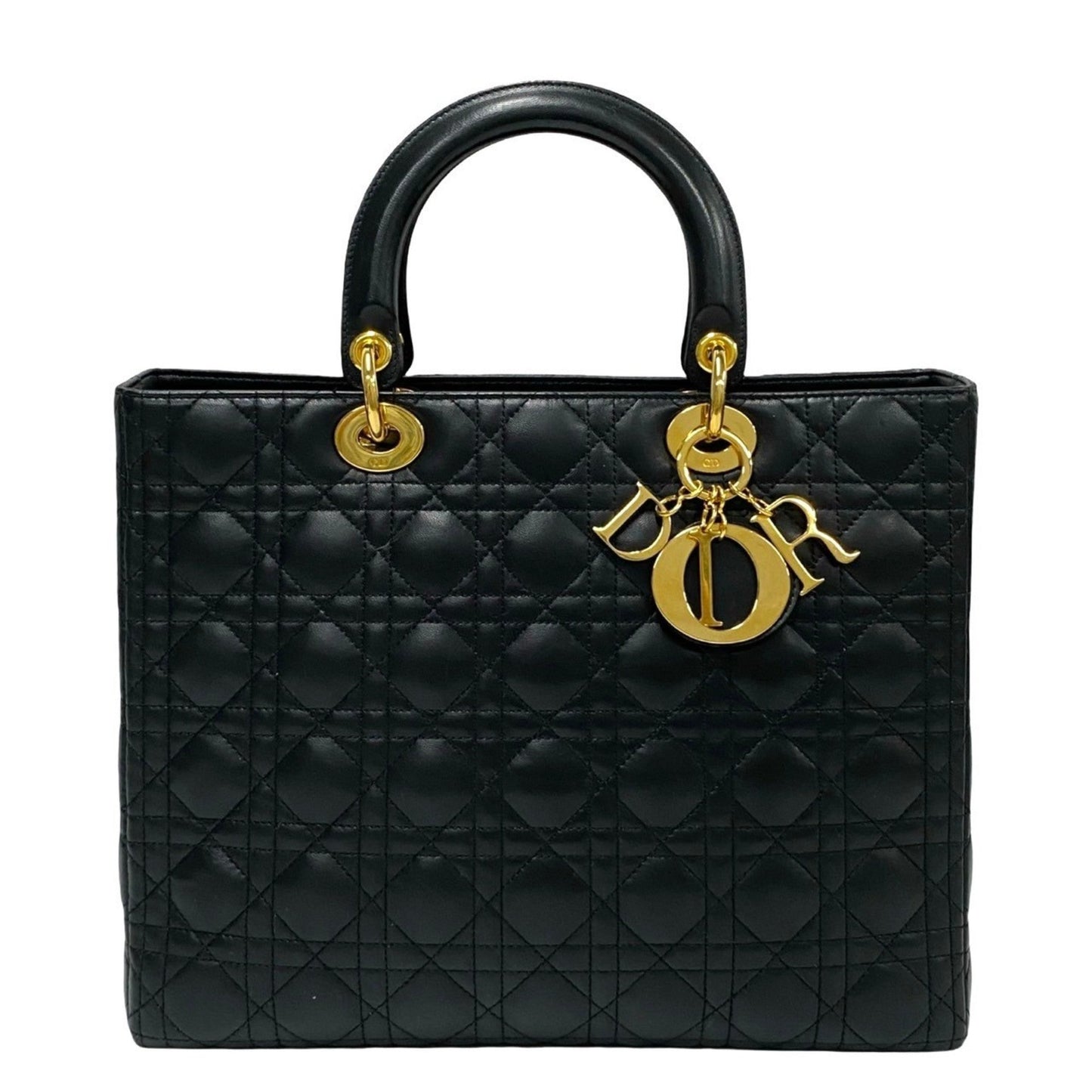 Christian Dior Black Leather Handbag Tote Bag  