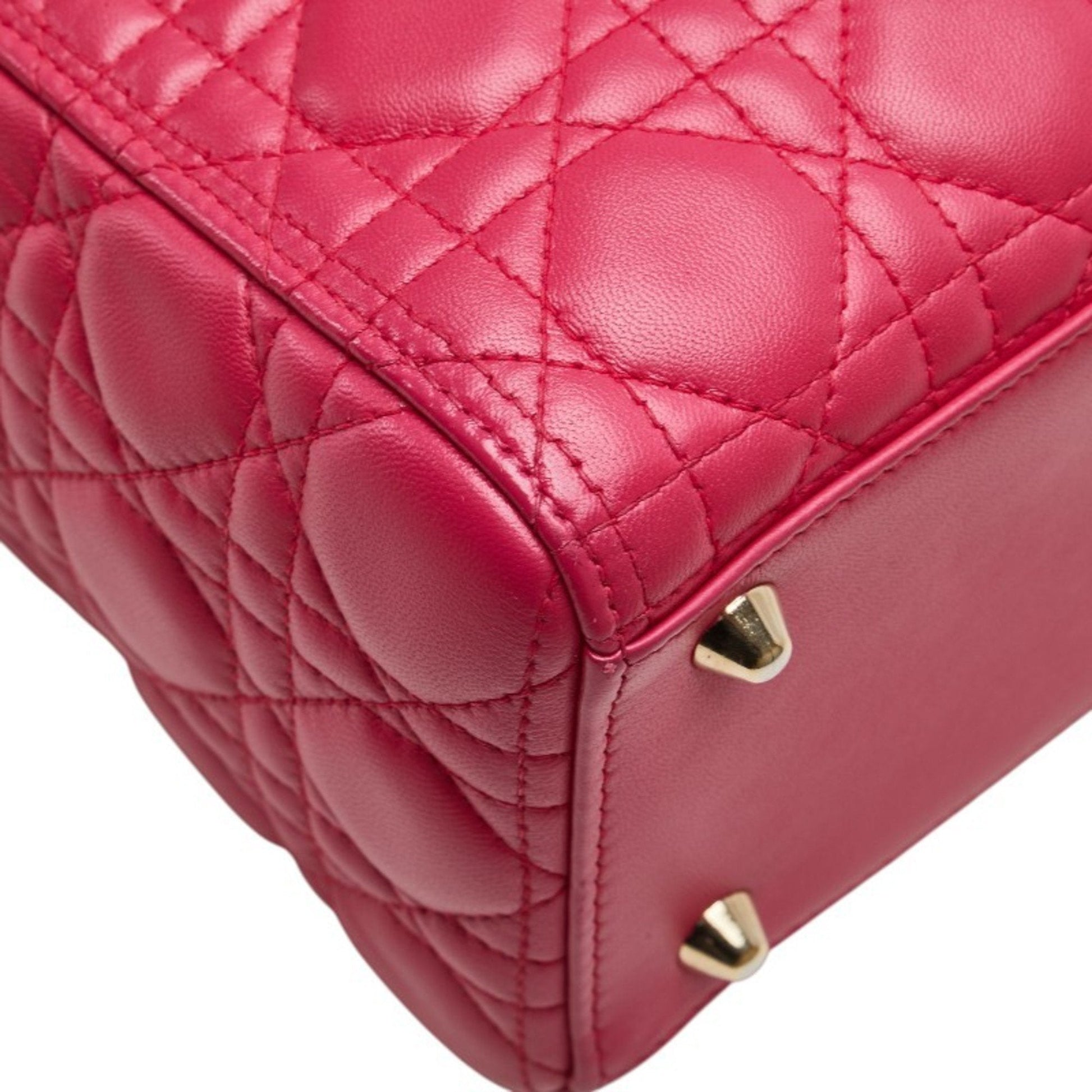 Christian Dior Lady Dior Pink Leather Handbag Shoulder Bag  