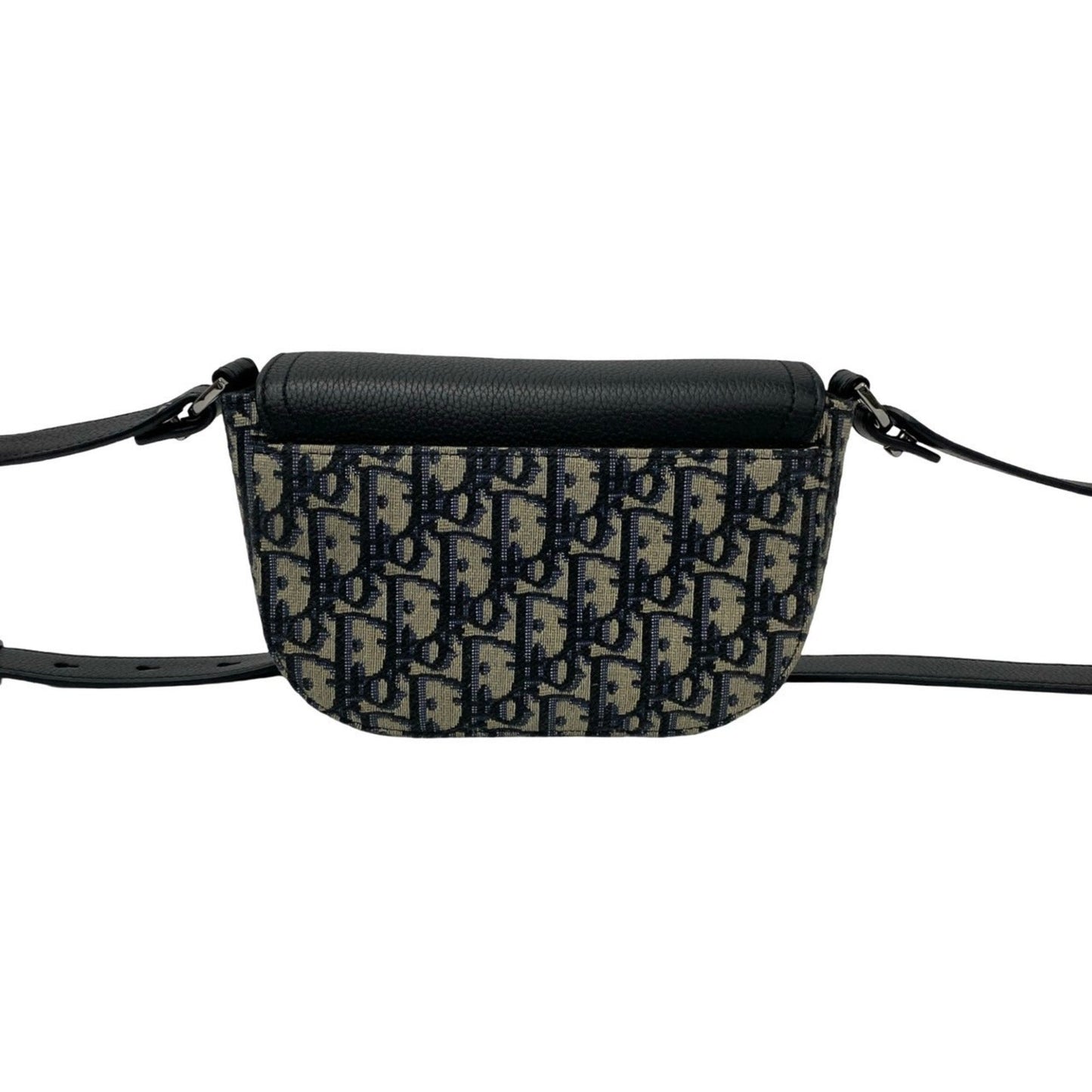 Christian Dior Black Gray Leather Canvas Pochette Shoulder Bag  