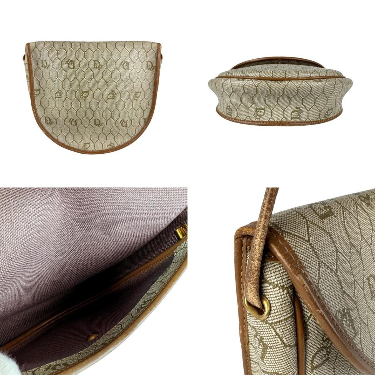 Christian Dior Beige Brown Pvc Leather Shoulder Bag  