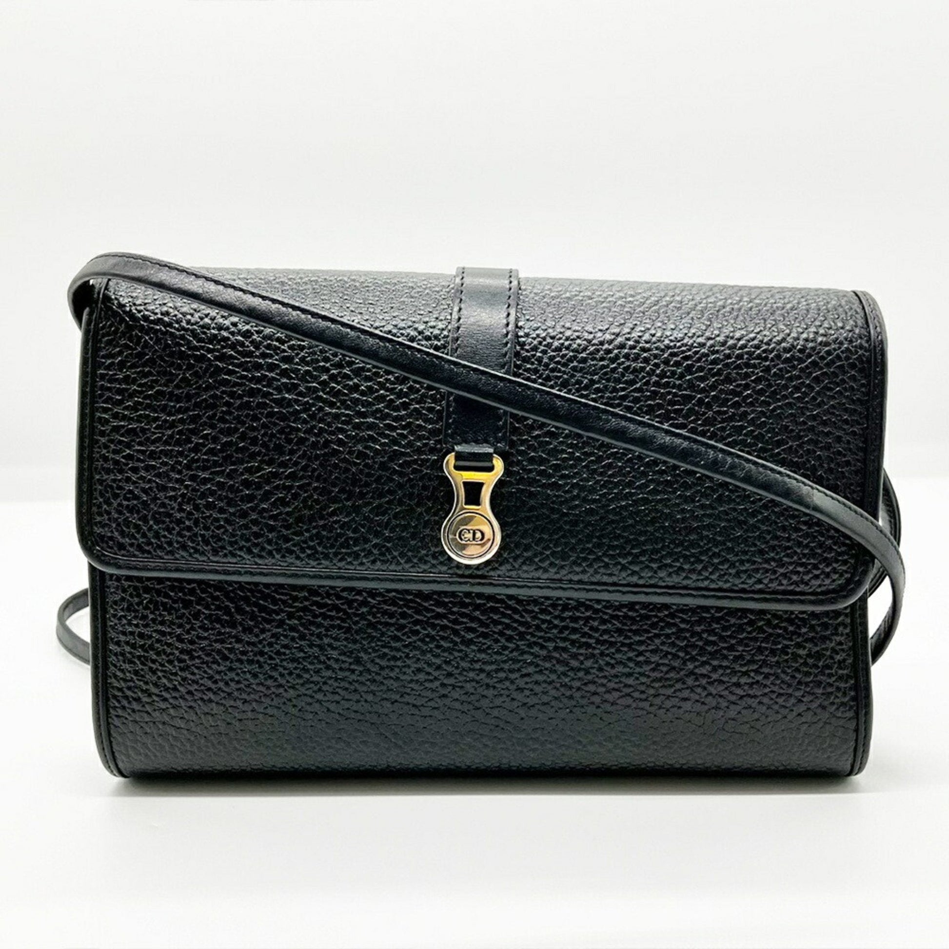 Christian Dior Black Leather Pochette Shoulder Bag  