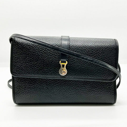 Christian Dior Black Leather Pochette Shoulder Bag  