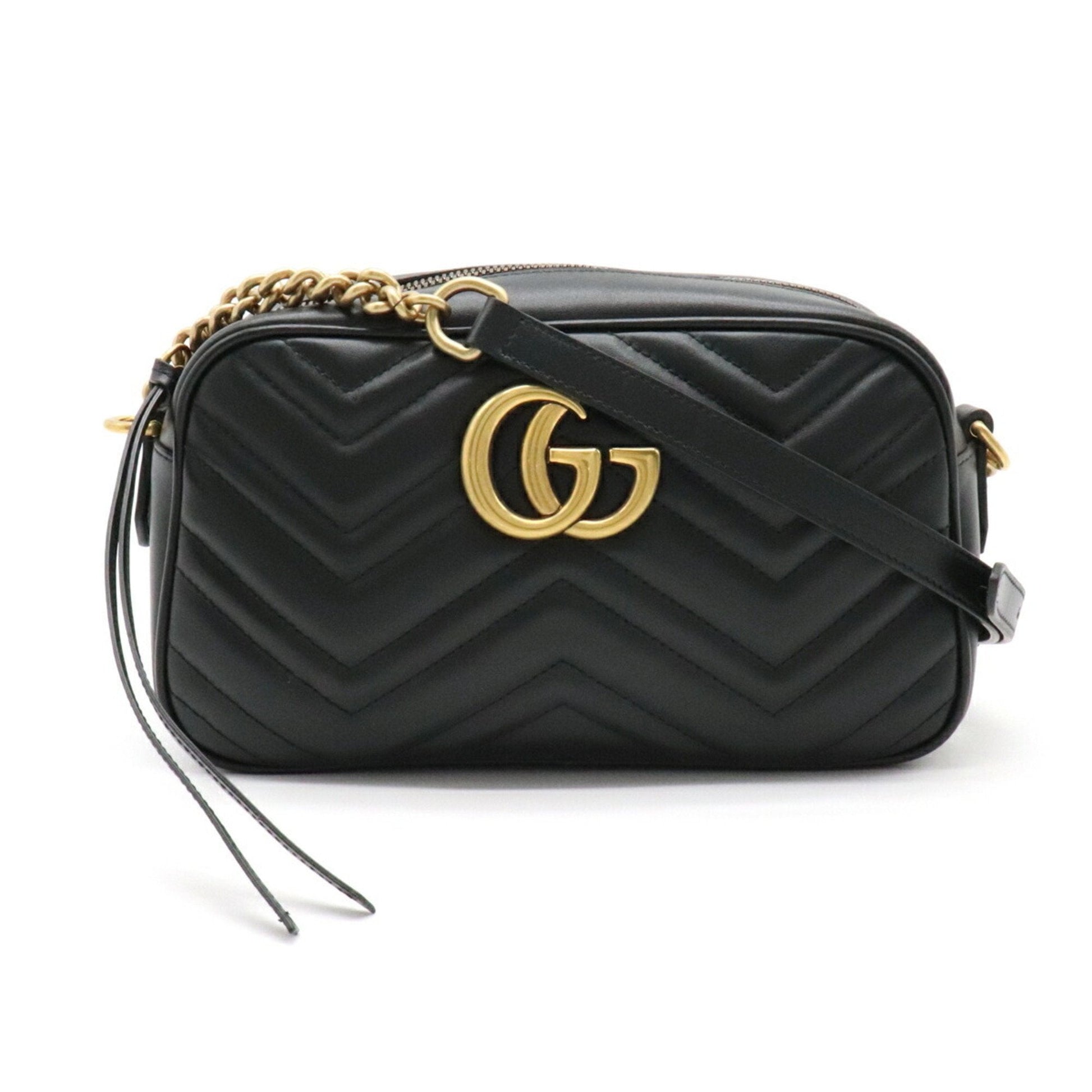 Gucci GG Marmont Black Leather Quilted Shoulder Bag Style 1