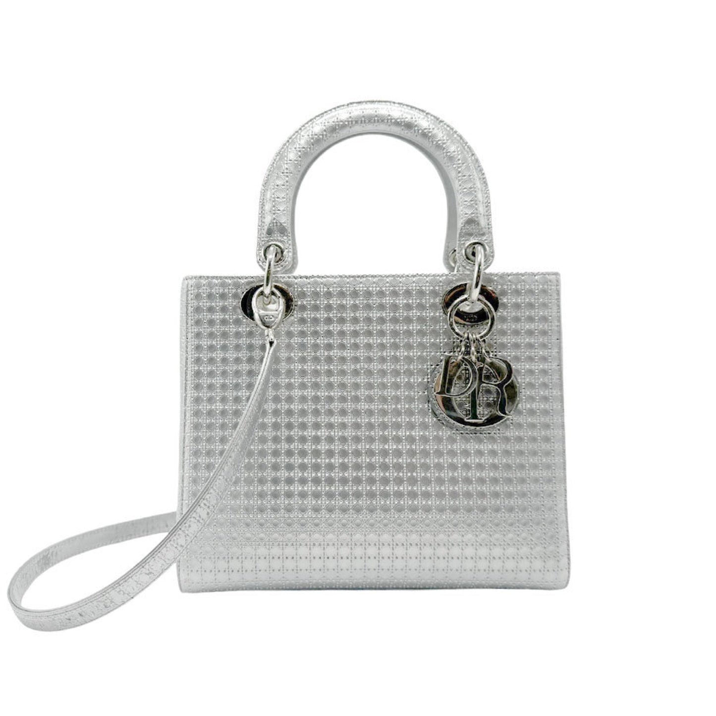 Christian Dior Silver Leather Handbag Shoulder Bag  