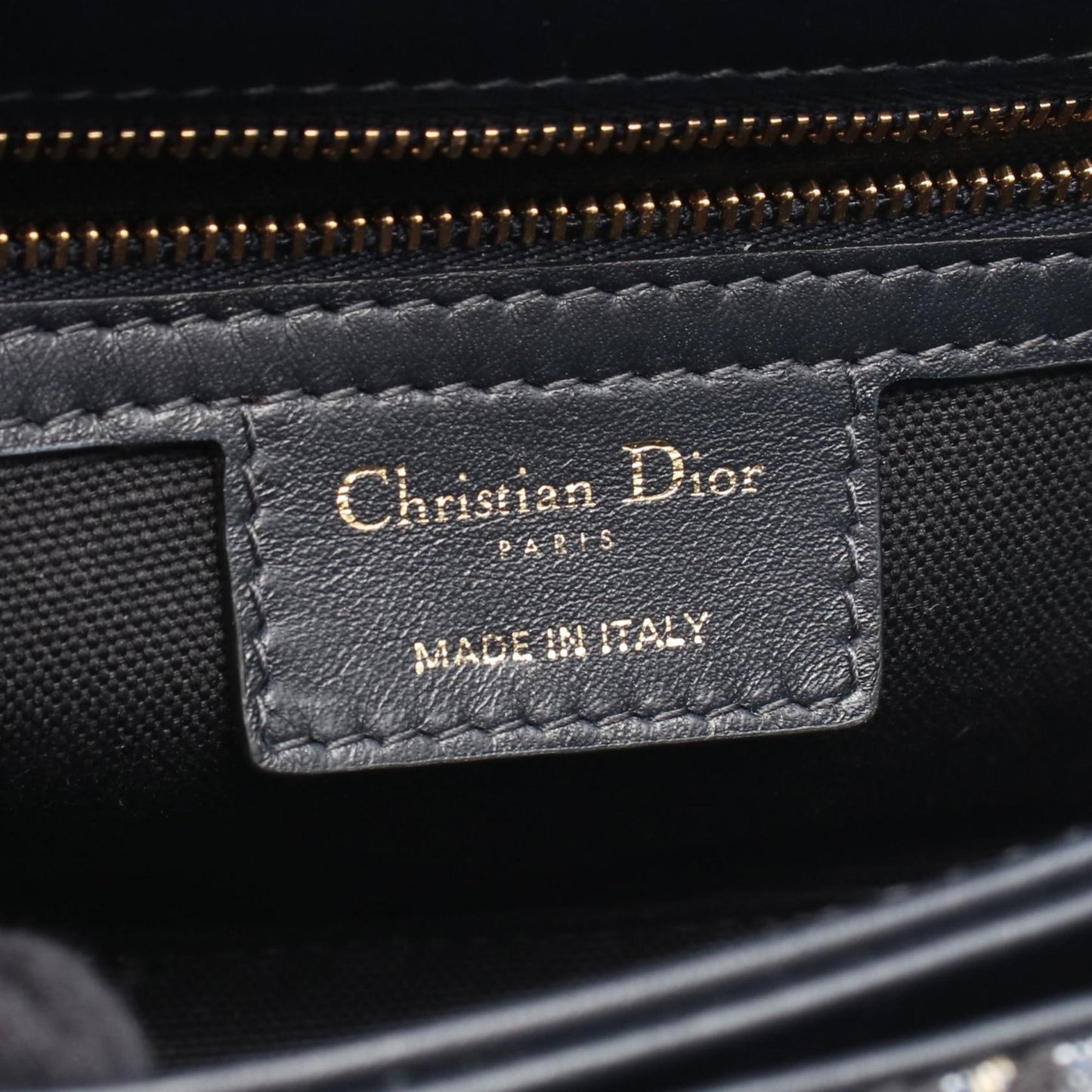 Christian Dior Beige Navy Canvas Leather Shoulder Bag  