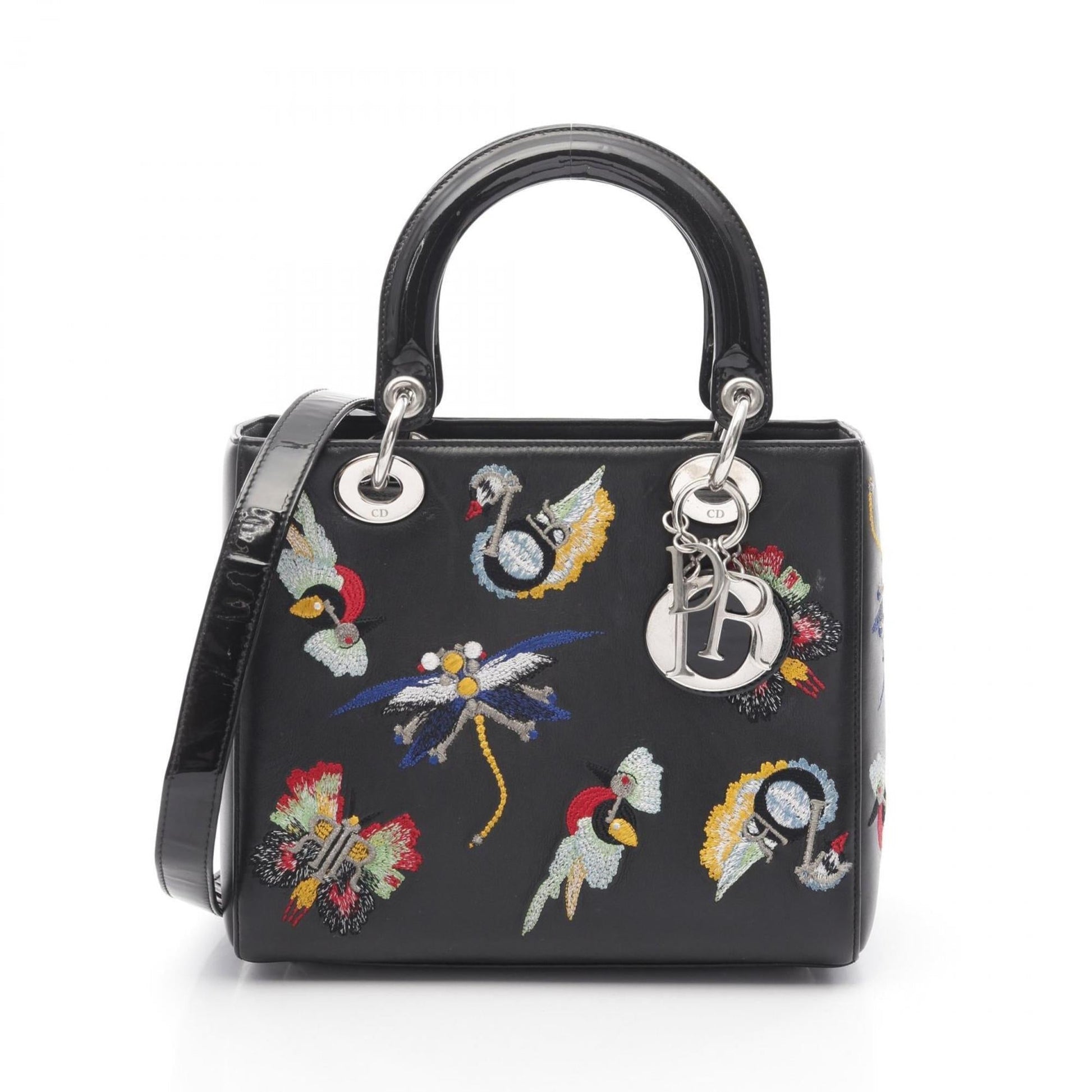 Christian Dior Lady Dior Black Leather Handbag  