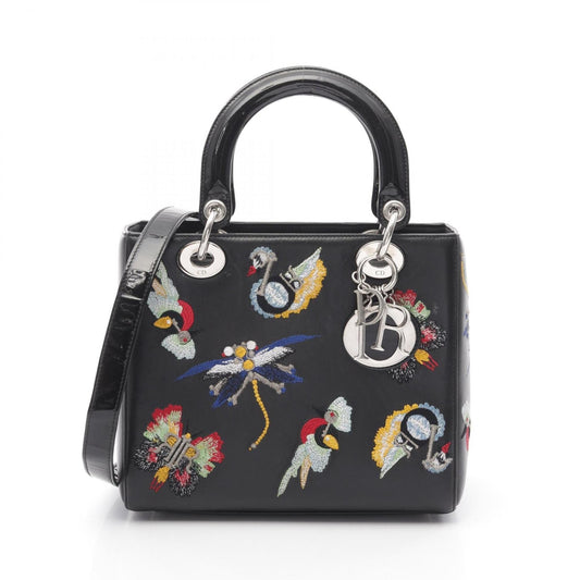 Christian Dior Lady Dior Black Leather Handbag  