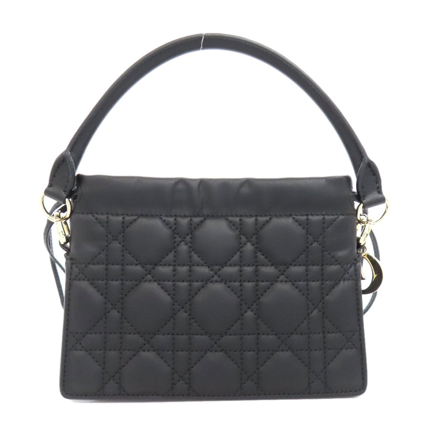 Christian Dior Lady Dior Black Leather Handbag  
