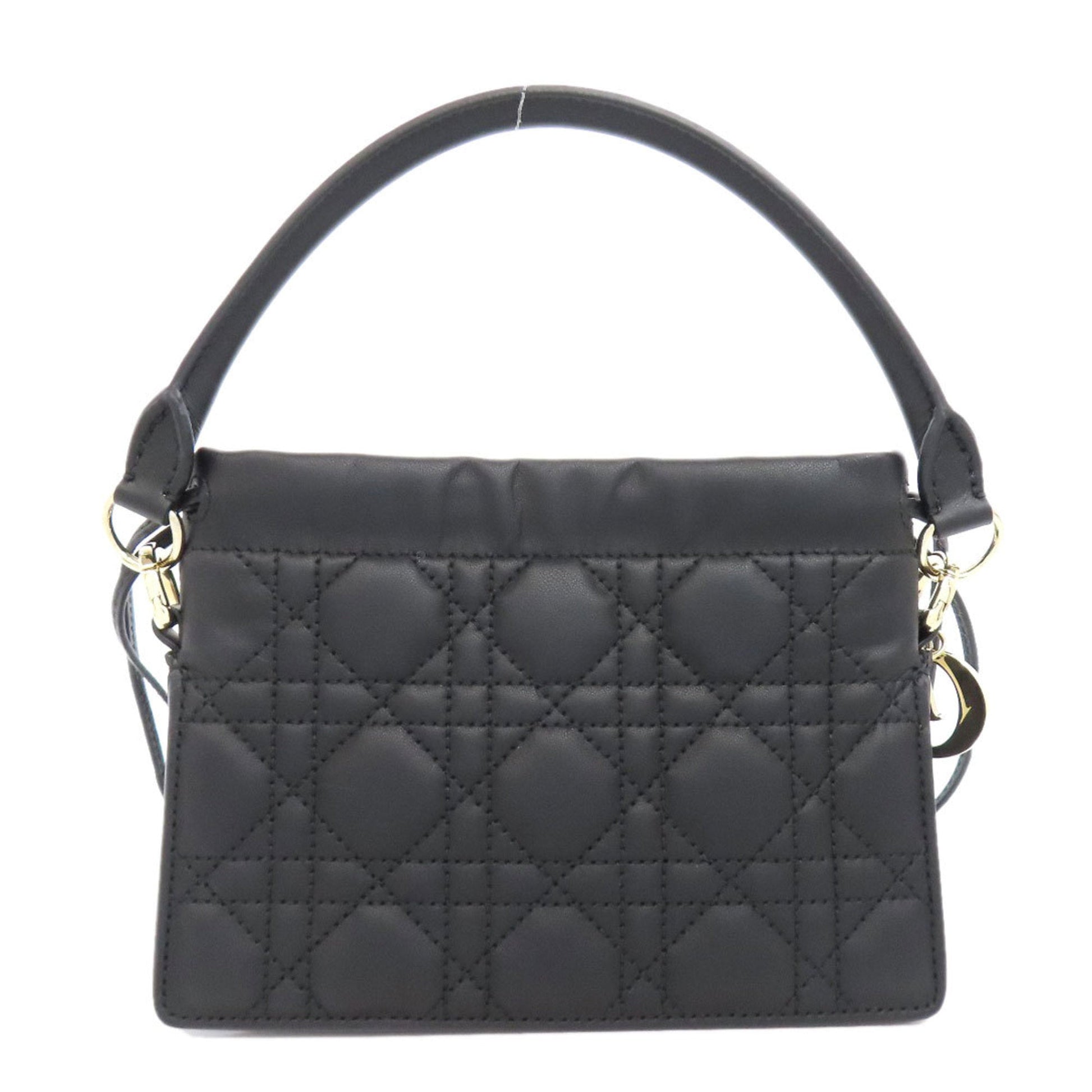 Christian Dior Lady Dior Black Leather Handbag  