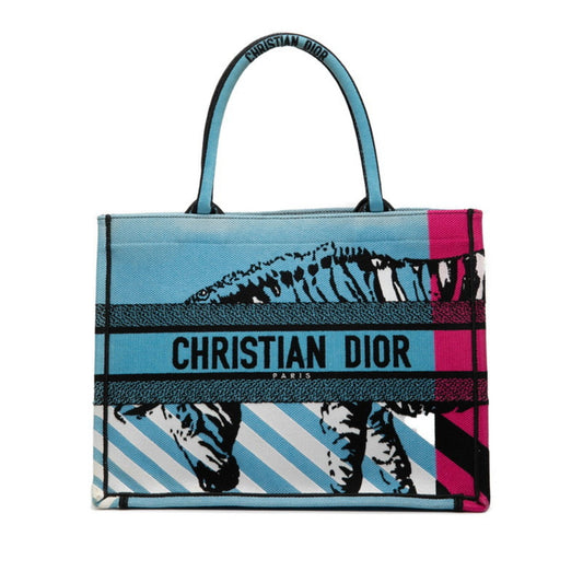Christian Dior Light Blue Multi-Color Canvas Tote Bag  