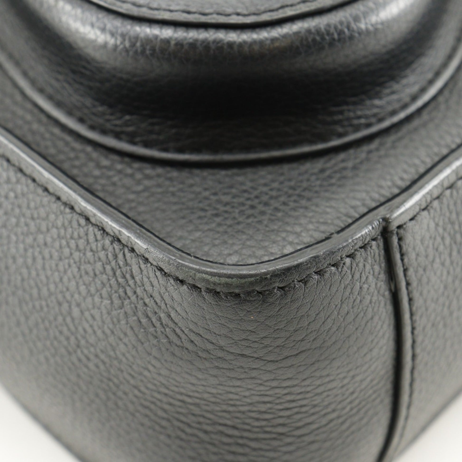 Christian Dior Black Leather Handbag Shoulder Bag Tote Bag  