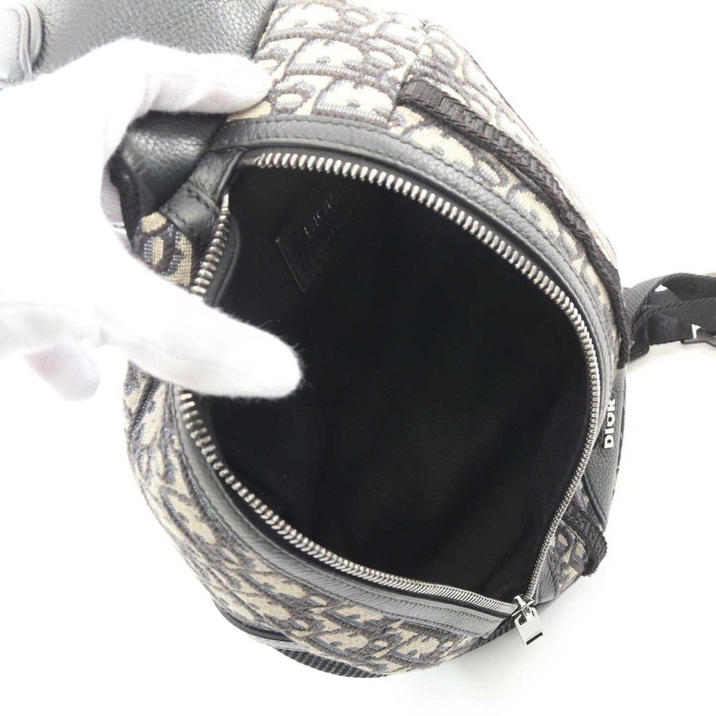 Christian Dior Beige Black Navy Canvas Leather Fanny Pack Sling Bag  