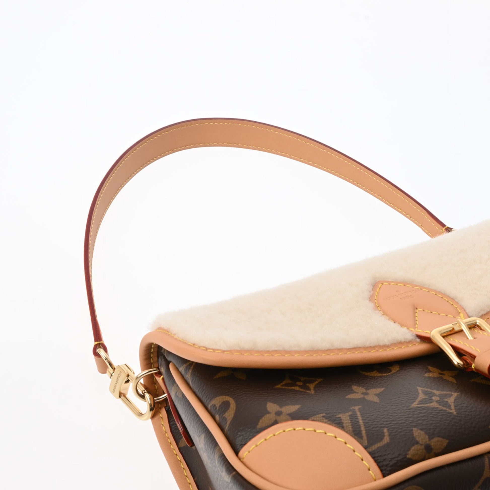 LOUIS VUITTON Monogram Diane NM PM Brown Women's Canvas Wool Shoulder Bag