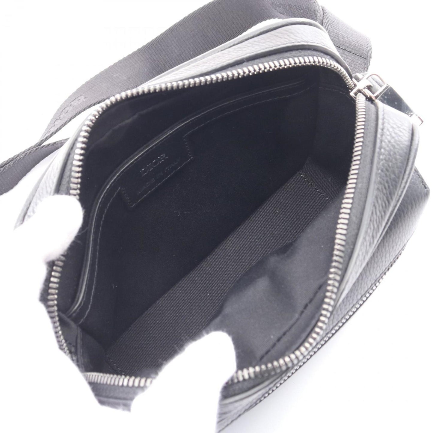 Christian Dior Black Canvas Leather Messenger Bag Shoulder Bag  