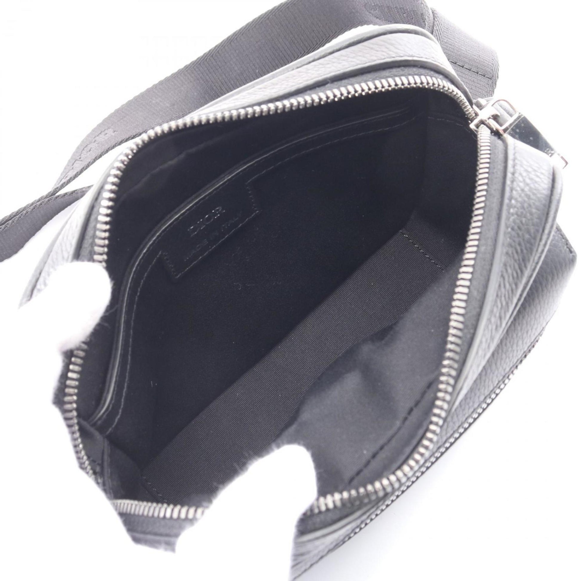 Christian Dior Black Canvas Leather Messenger Bag Shoulder Bag  