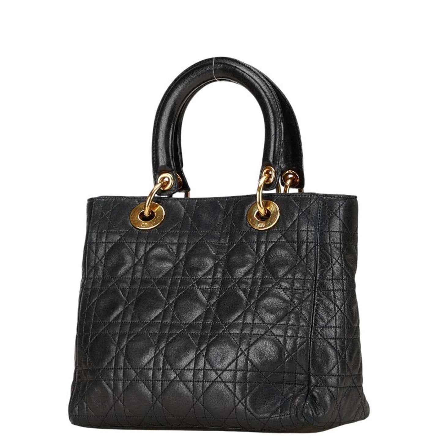 Christian Dior Lady Dior Black Leather Handbag  