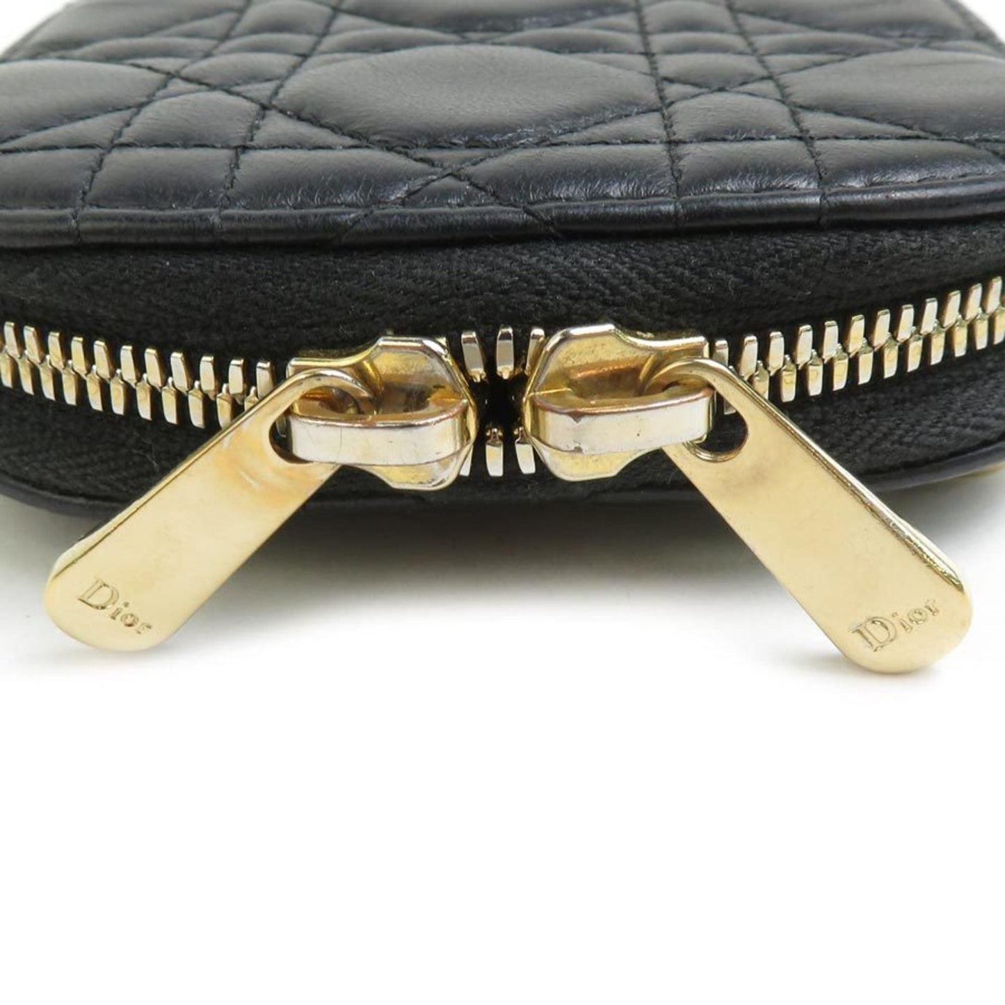 Christian Dior Black Gold Leather Metal Shoulder Bag  