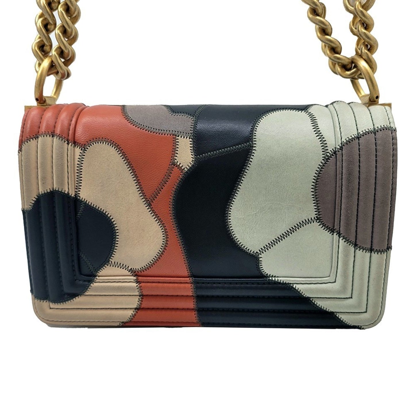CHANEL boy shoulder bag 2WAY camellia navy multicolor G metal fittings No 24 compact women s men s