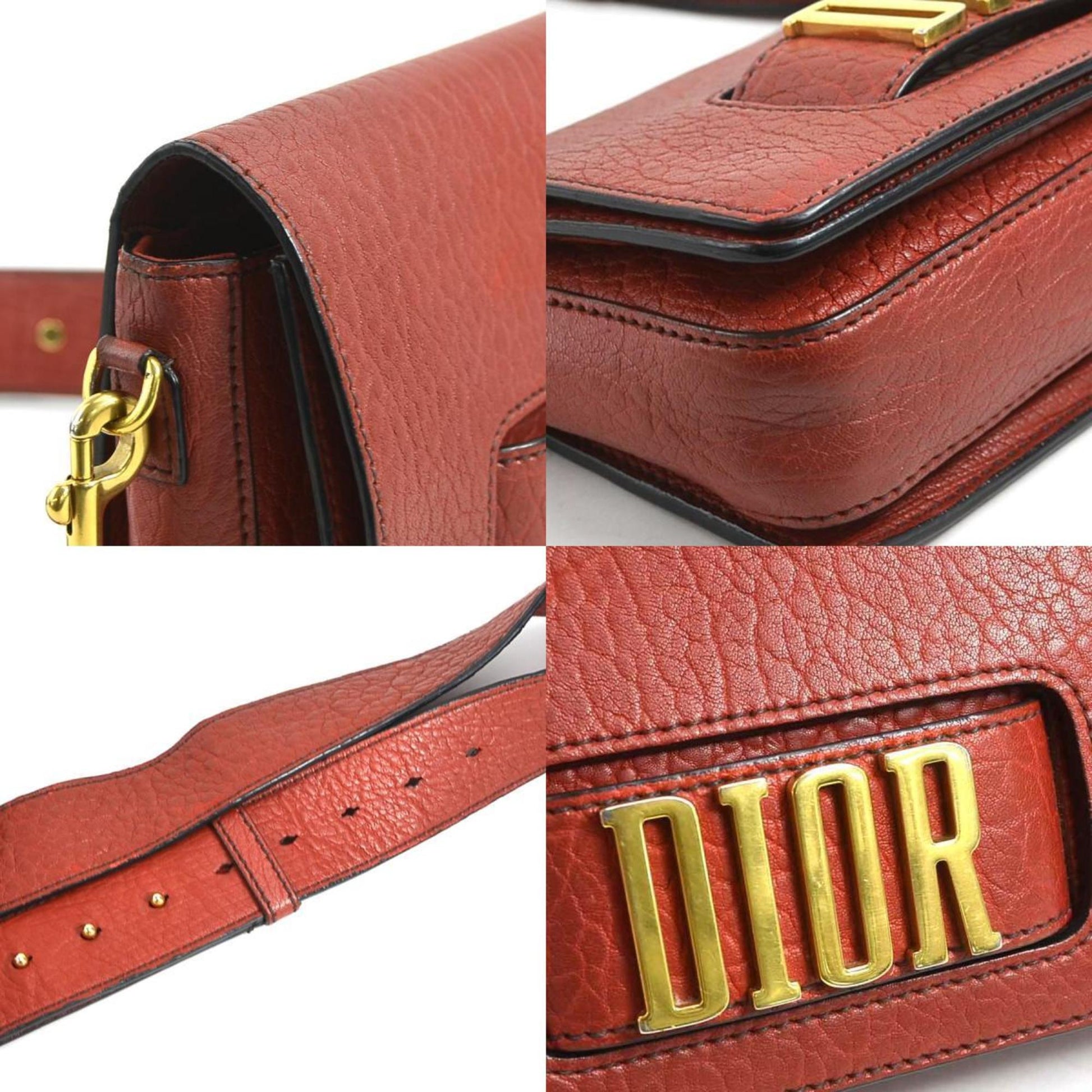 Christian Dior Red Color Leather Shoulder Bag  