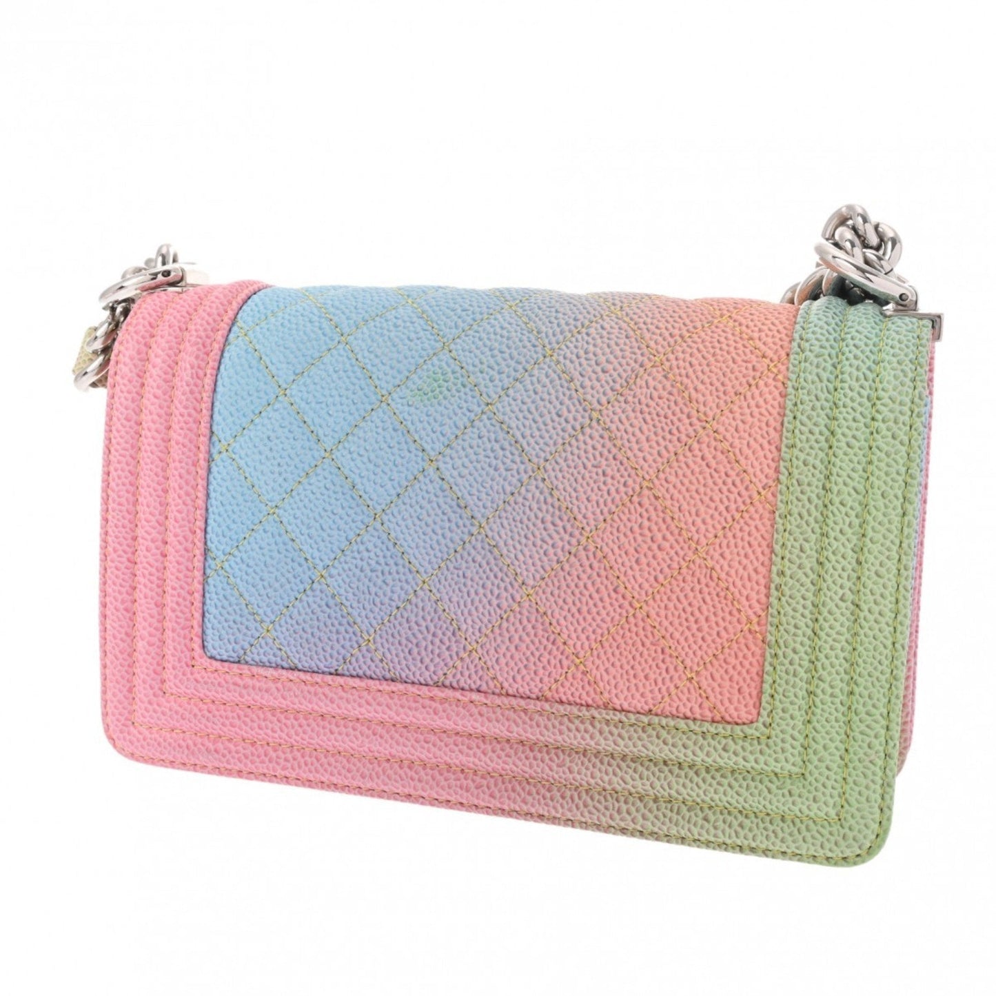 CHANEL Boy Chanel Chain Shoulder 20cm Rainbow A67085 Women s Caviar Skin Bag