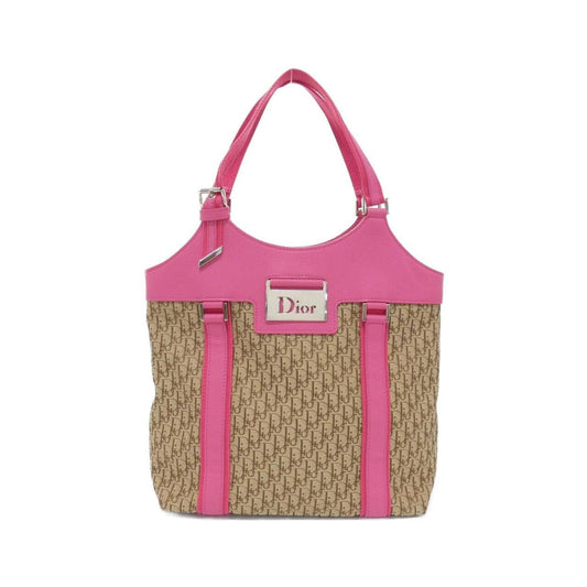 Christian Dior Beige Pink Canvas Shoulder Bag  
