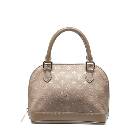LOUIS VUITTON Monogram Satin Little Alma Handbag M92147 Brown Leather Women's