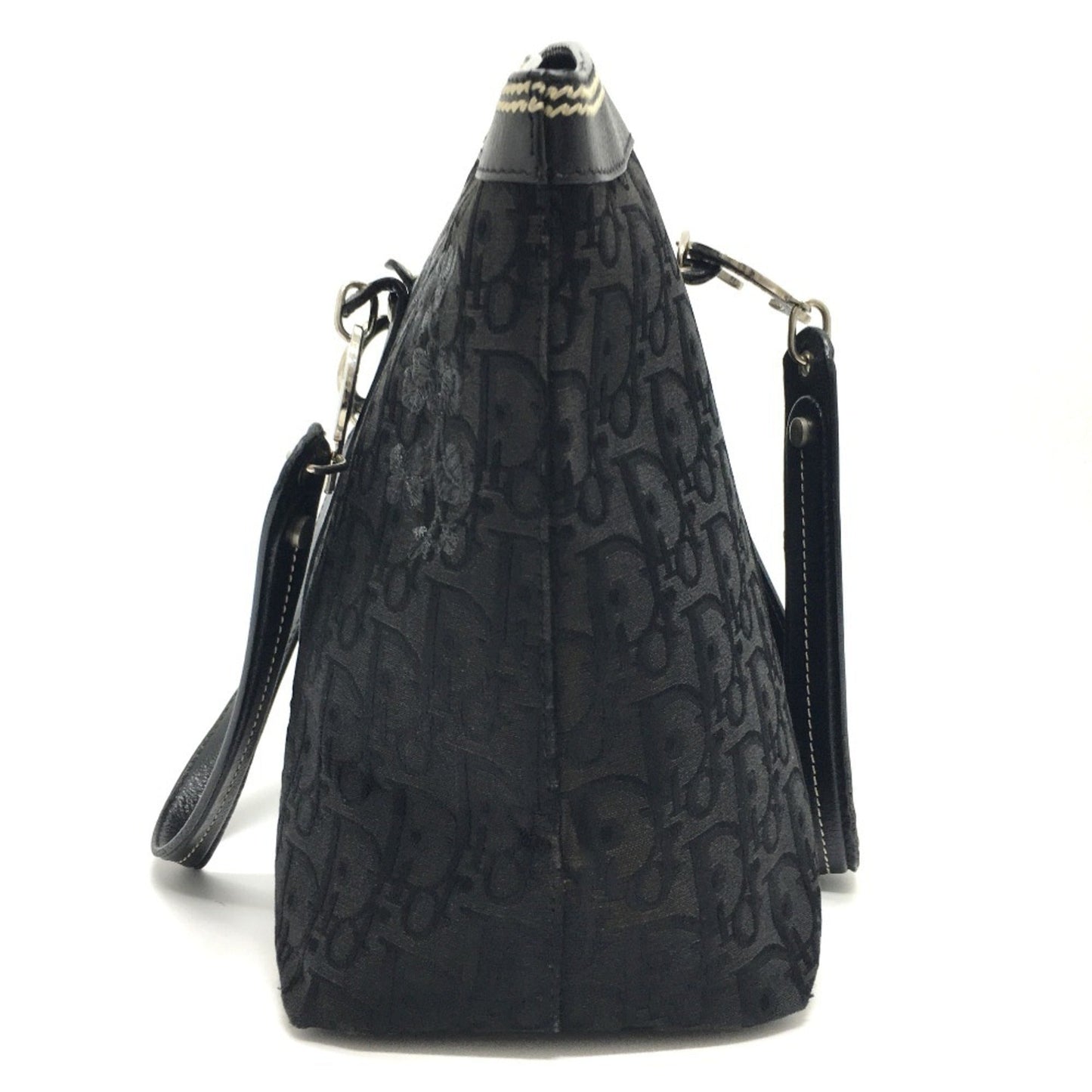 Christian Dior Black Canvas Leather Tote Bag  