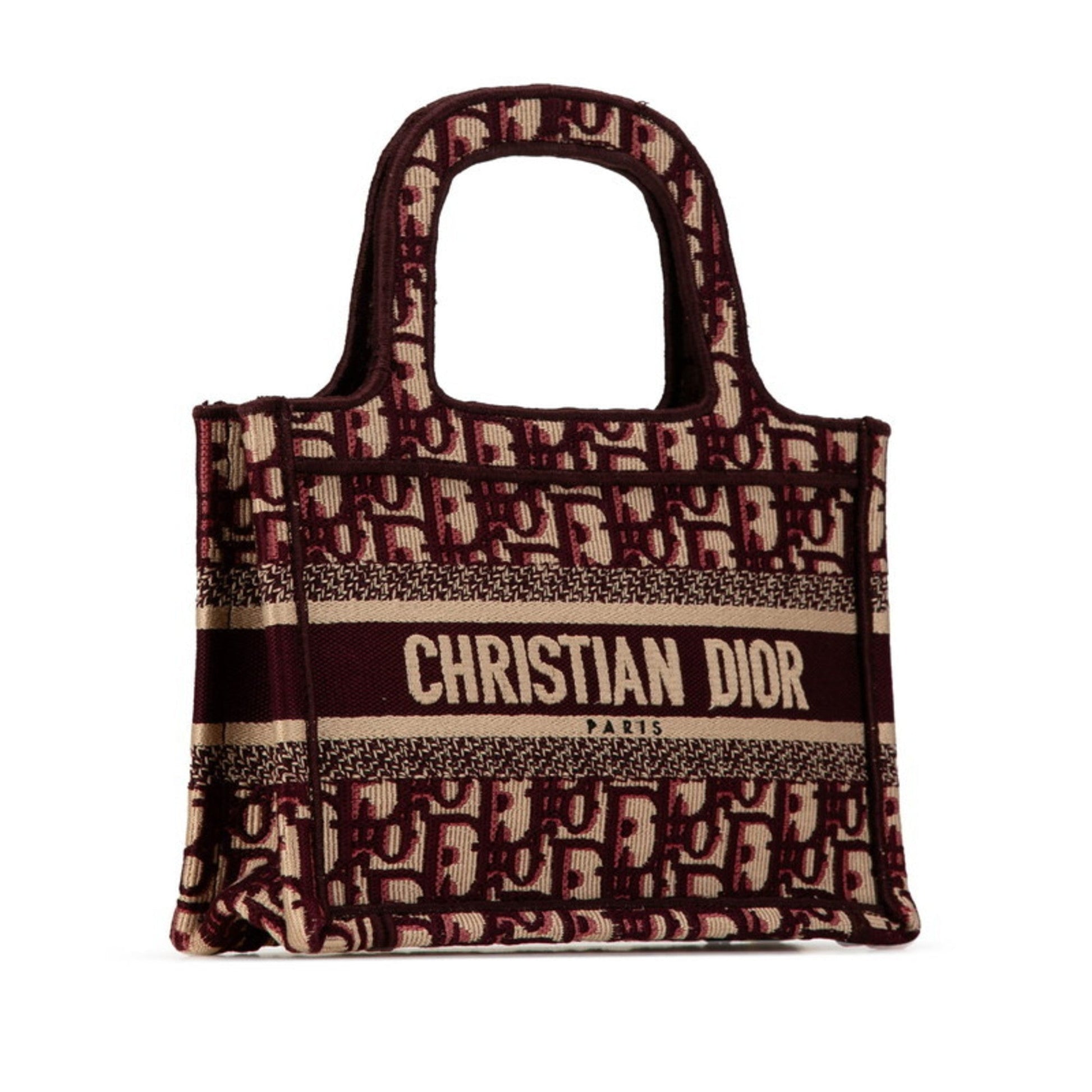 Christian Dior Beige Wine Canvas Handbag Tote Bag  