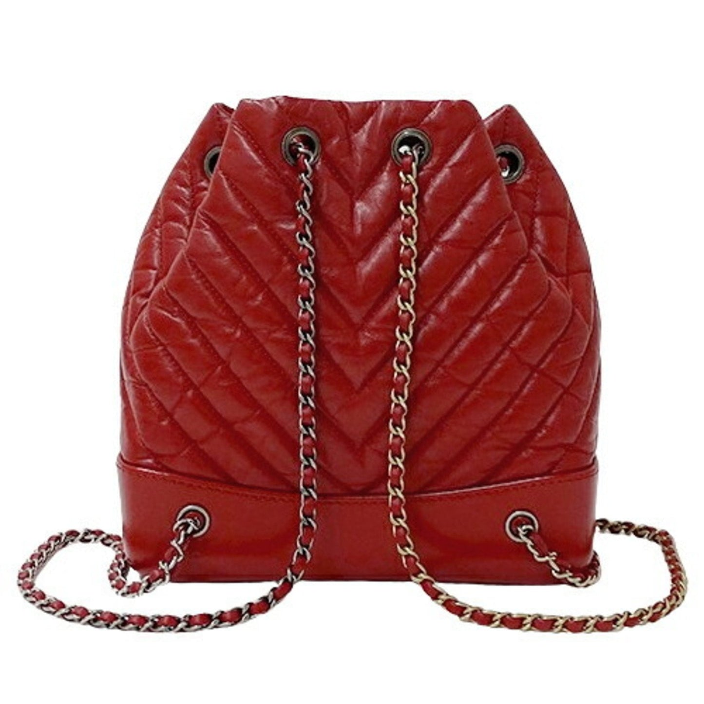 CHANEL Bag Gabrielle de Chanel Small Backpack Women s Leather Red Chain Compact