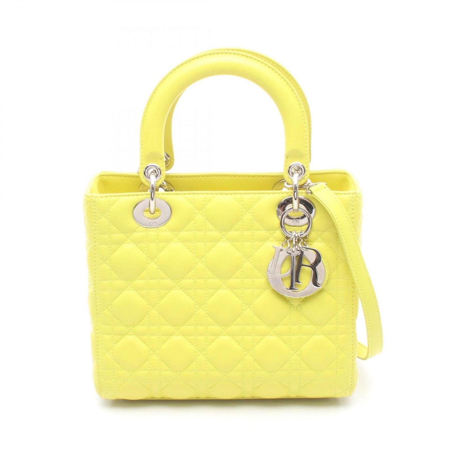 Christian Dior Lady Dior Yellow Leather Handbag  