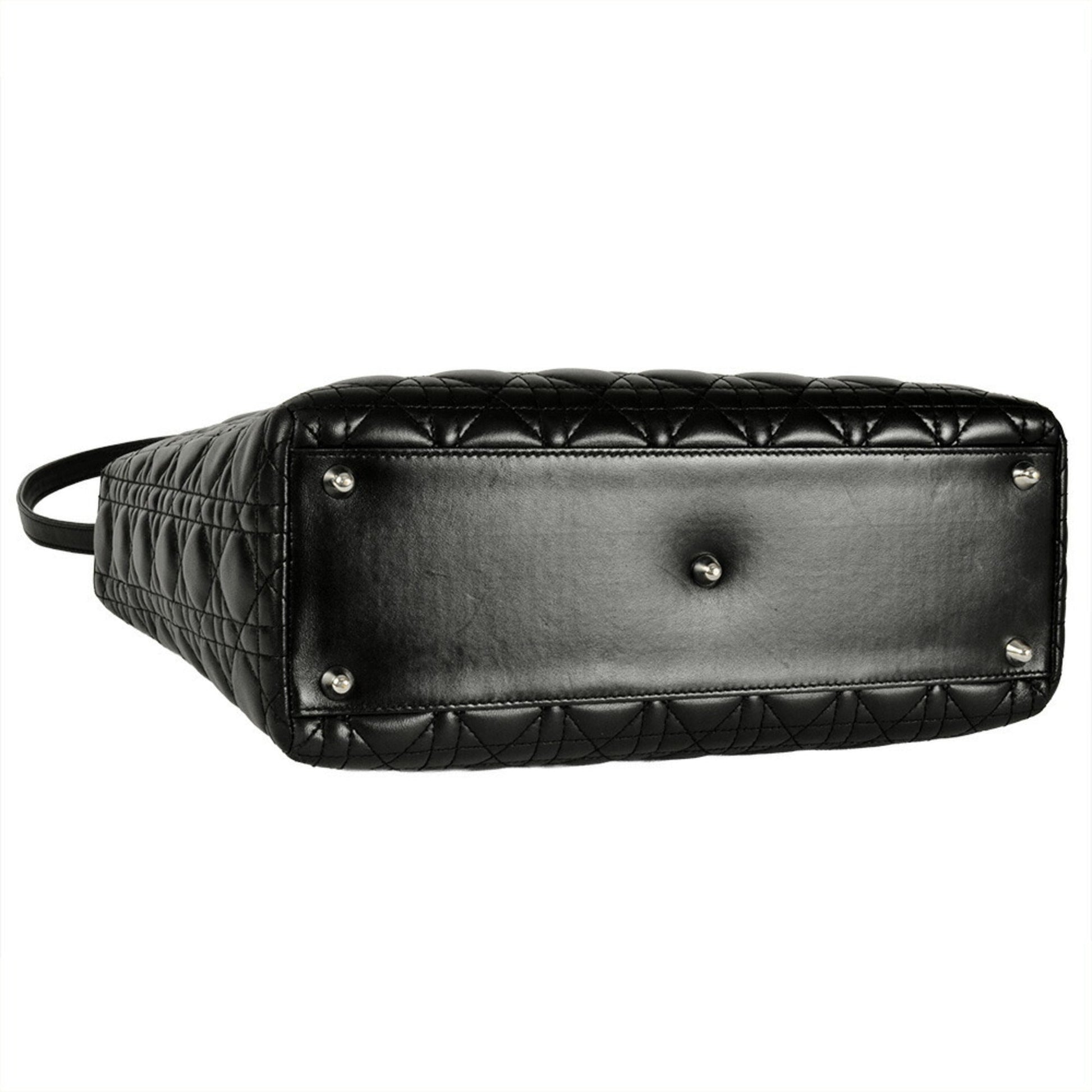 Christian Dior Lady Dior Black Leather Handbag  