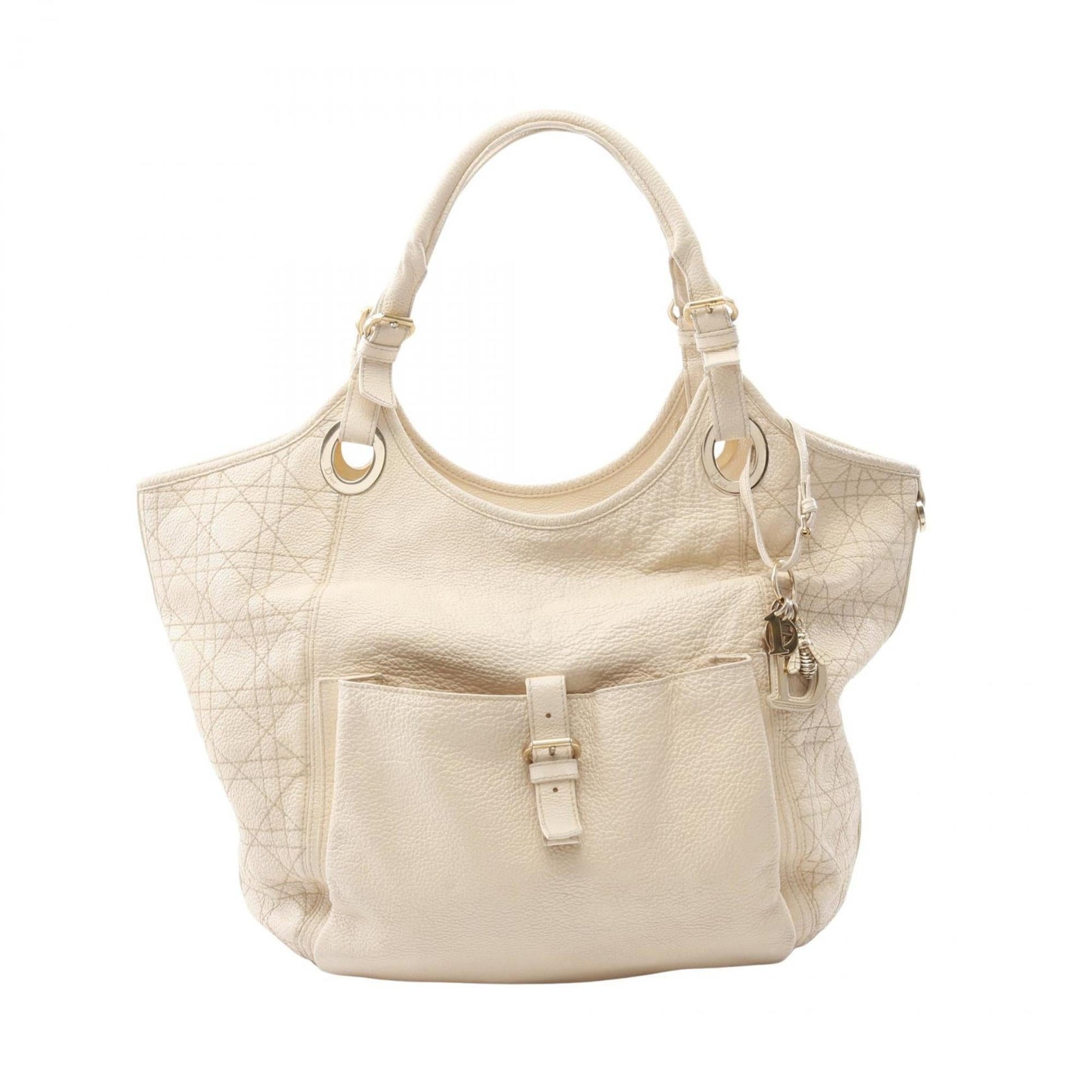 Christian Dior Beige Leather Tote Bag  