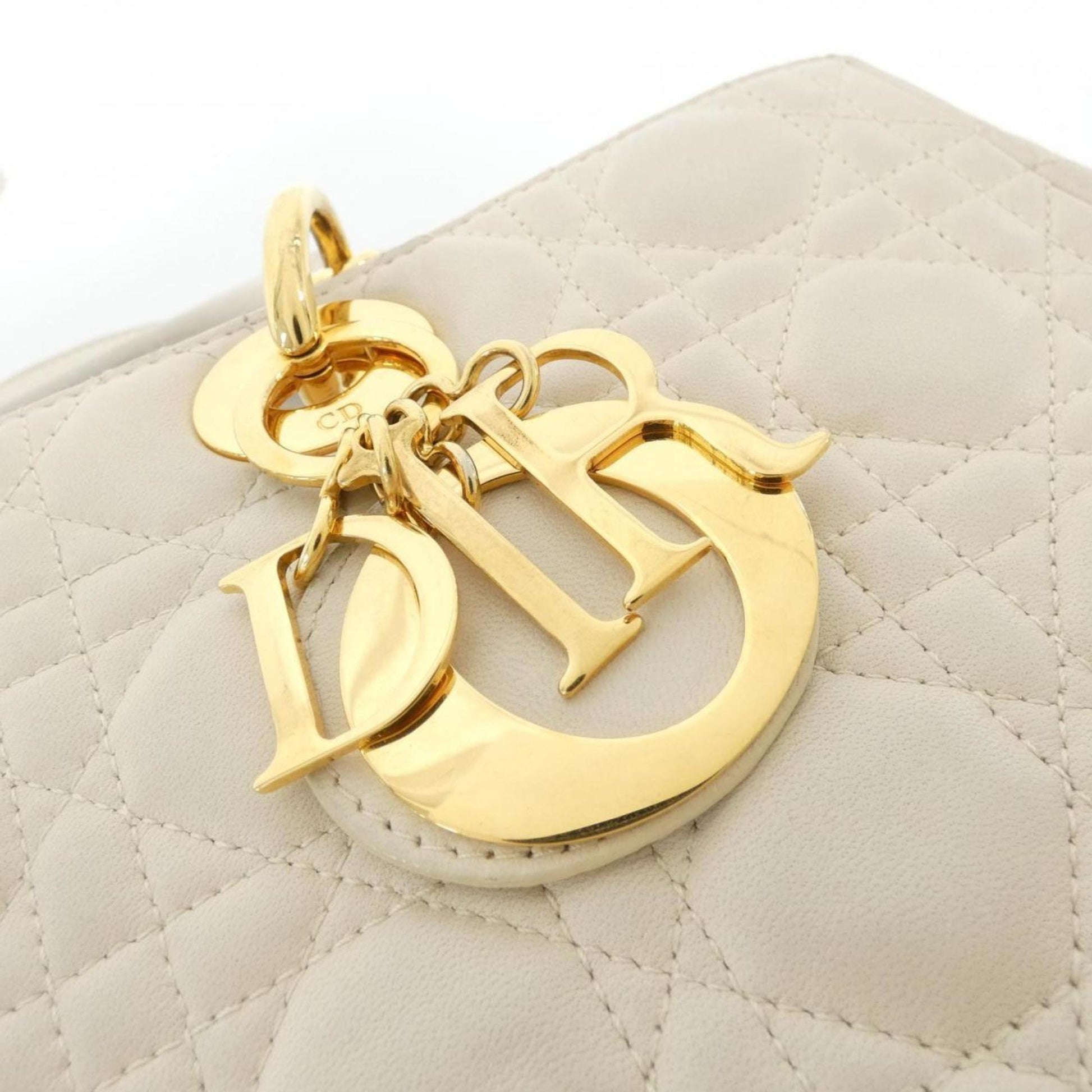 Christian Dior Ivory Leather Handbag  