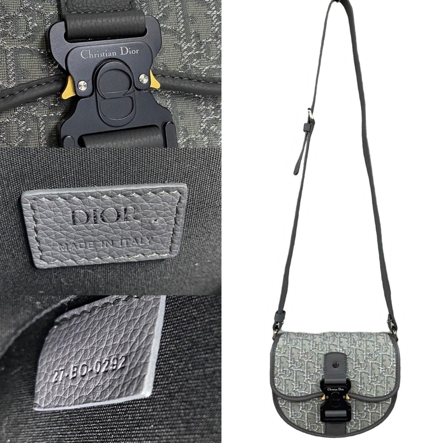 Christian Dior Gray Canvas Leather Shoulder Bag  