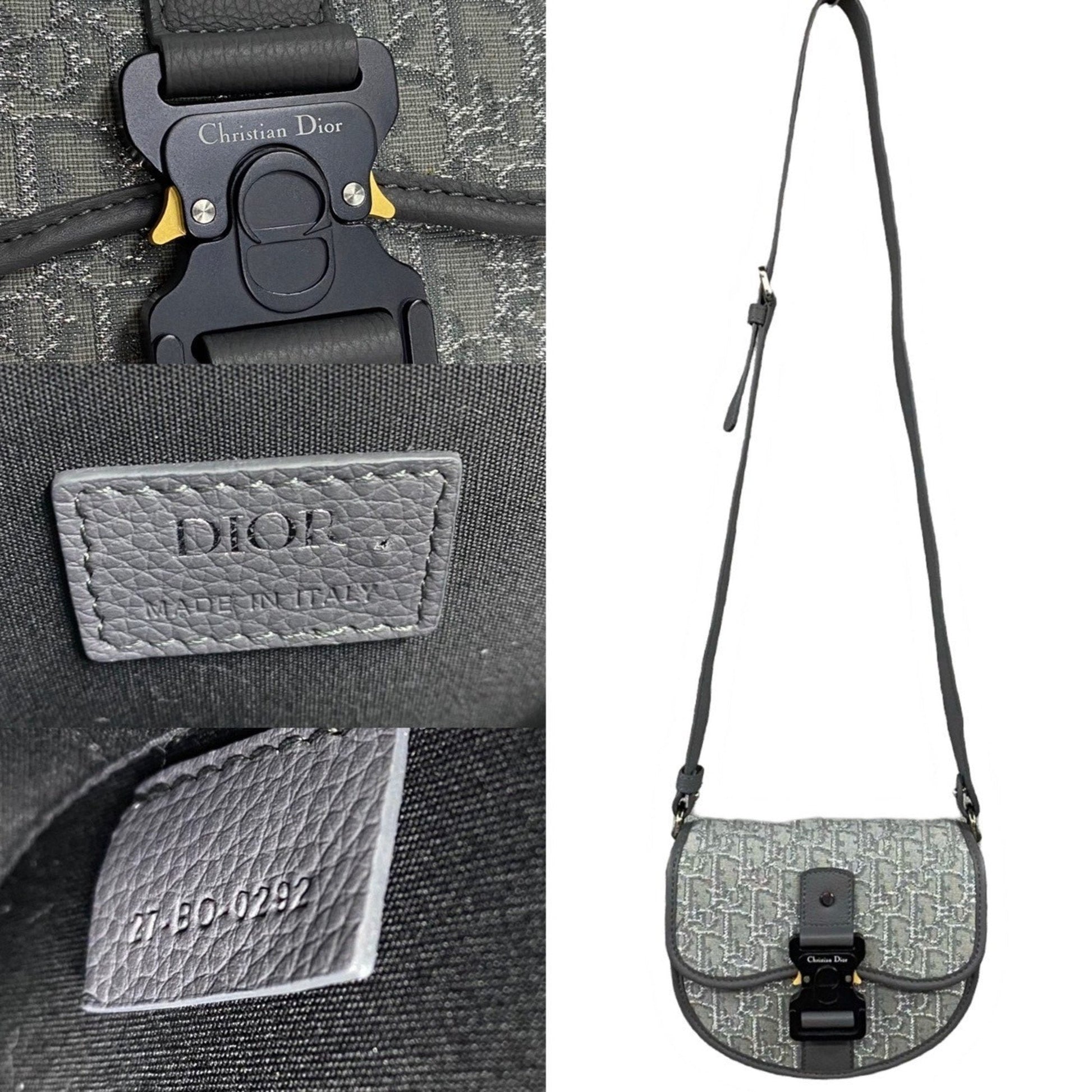 Christian Dior Gray Canvas Leather Shoulder Bag  