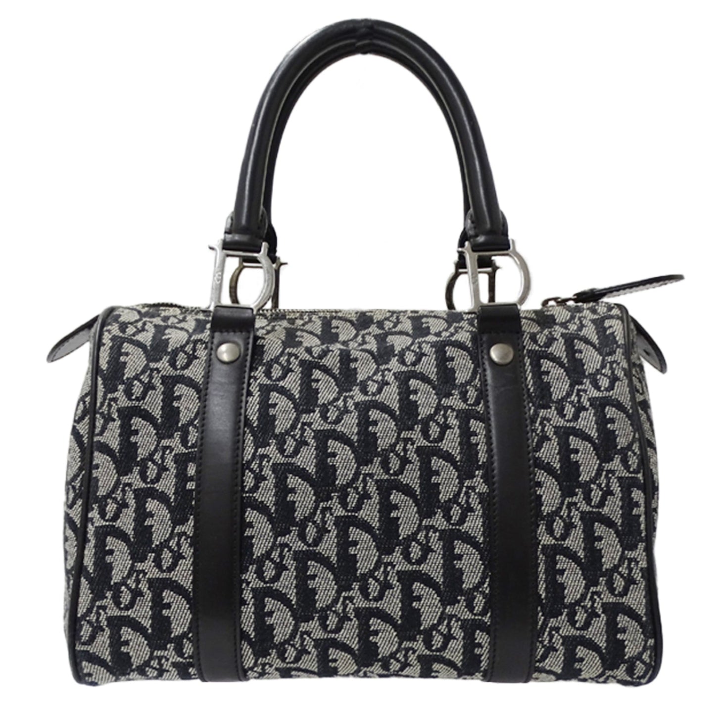 Christian Dior Black Canvas Boston Bag Handbag  