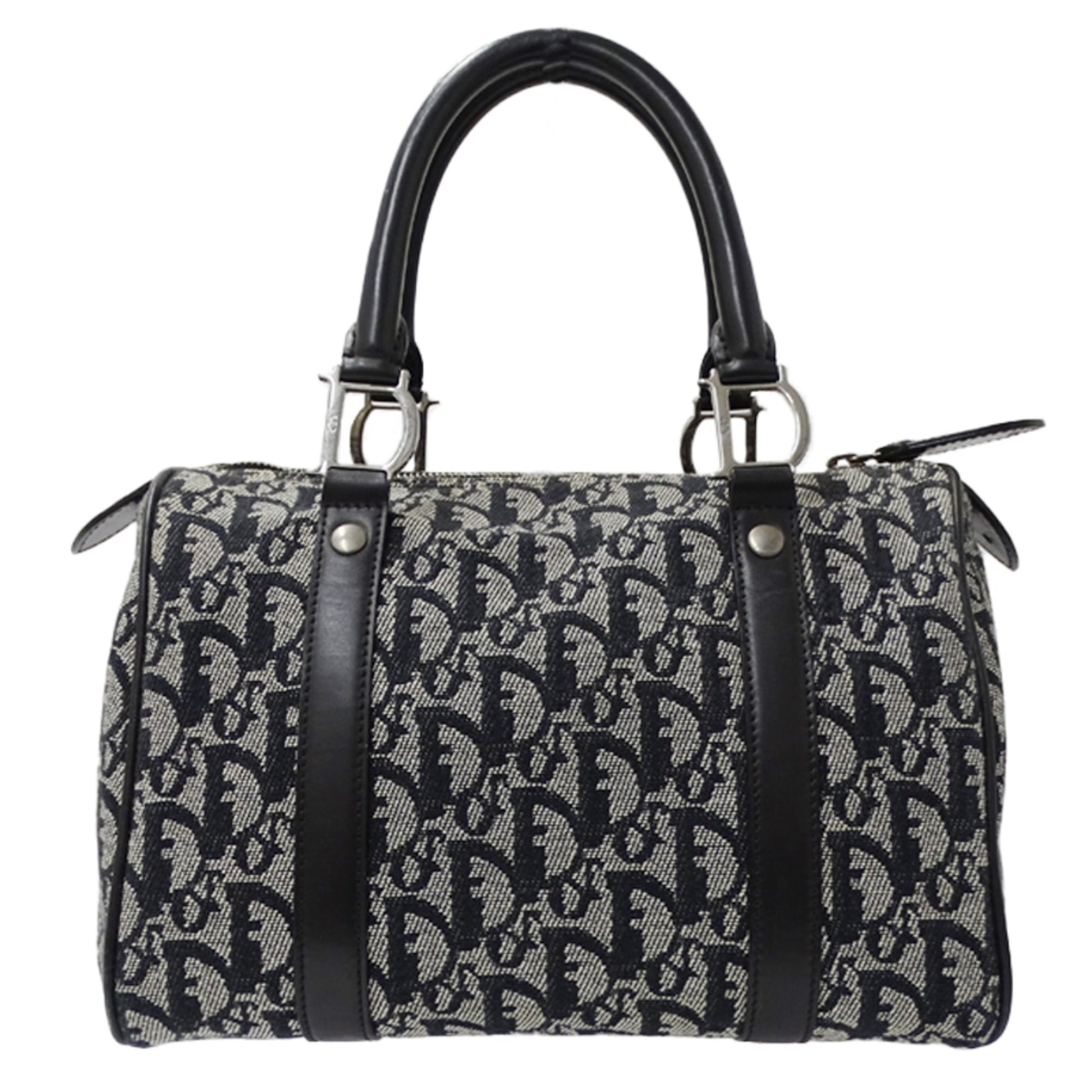Christian Dior Black Canvas Boston Bag Handbag  