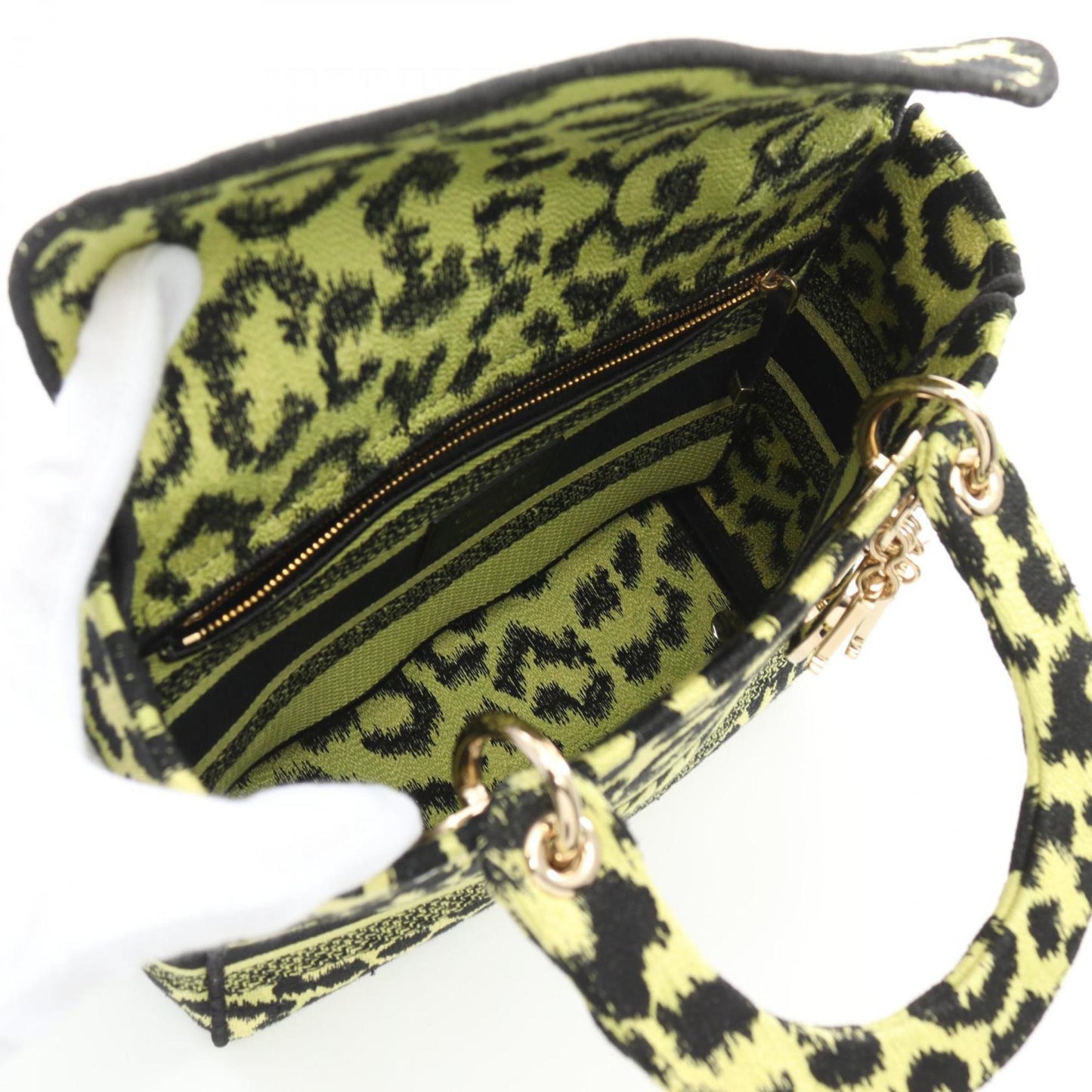 Christian Dior Black Green Canvas Handbag  